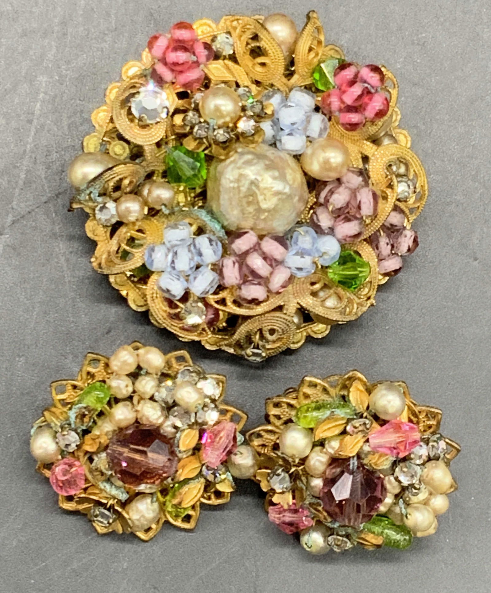 ROBERT DE MARIO NYC Signed Earring & Brooch Set (1 of 9)