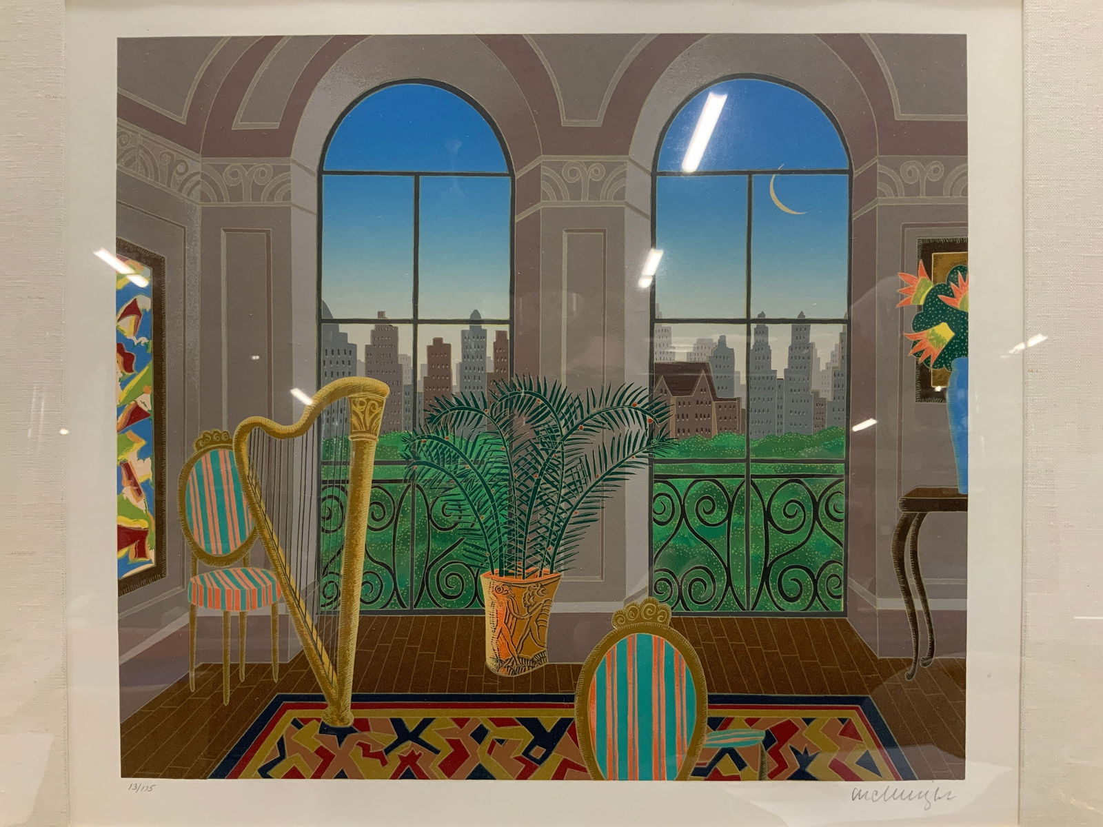 Sgn Thomas McKnight Interior with Harp Print (1 of 7)