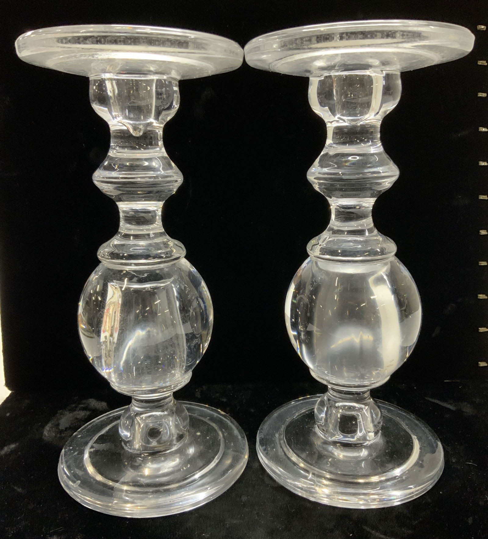 Thick Walled Blown Glass Pillar Candlesticks (1 of 6)