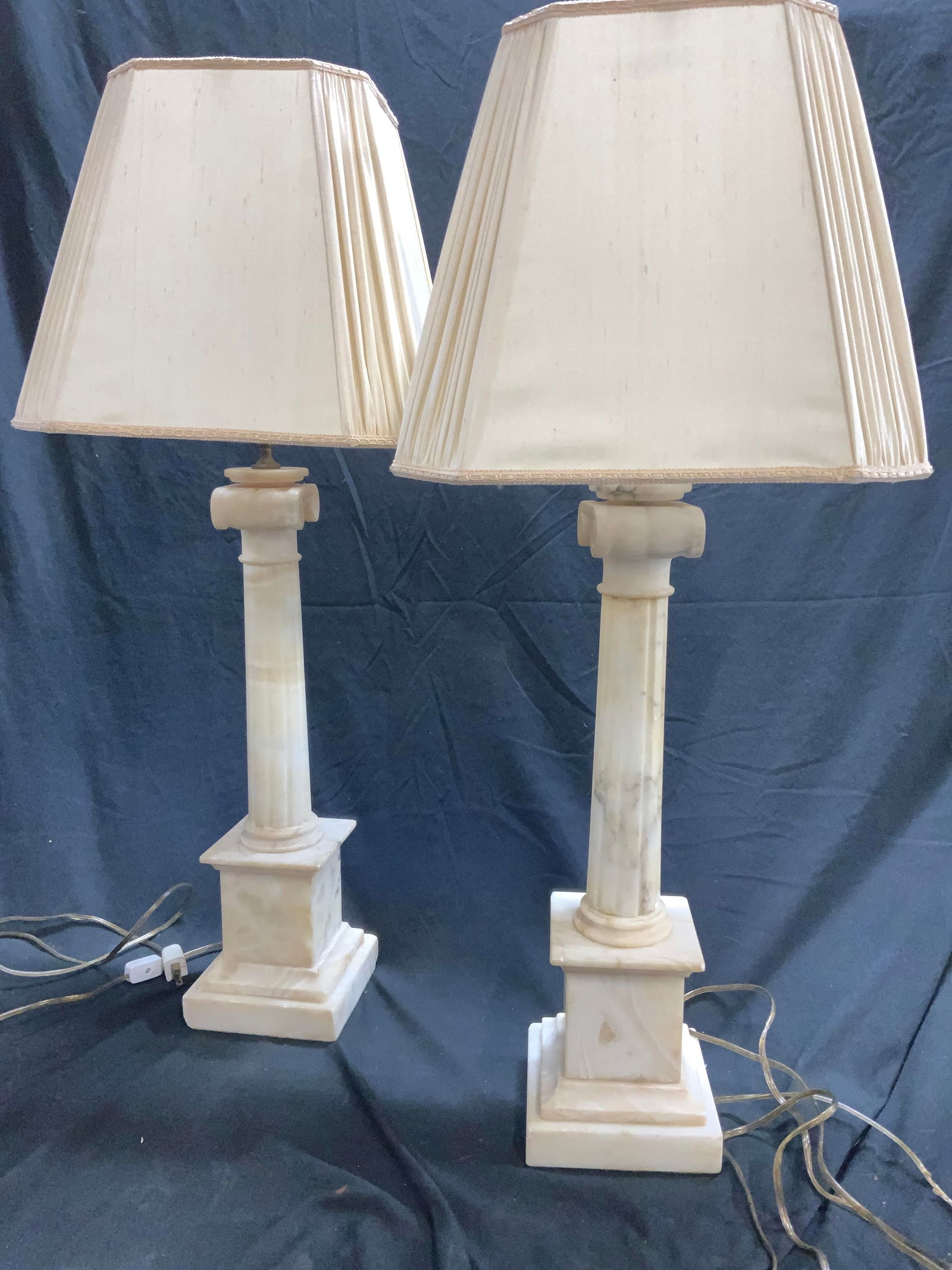 Pair Marble Mid Century Neoclassical Lamps (1 of 9)