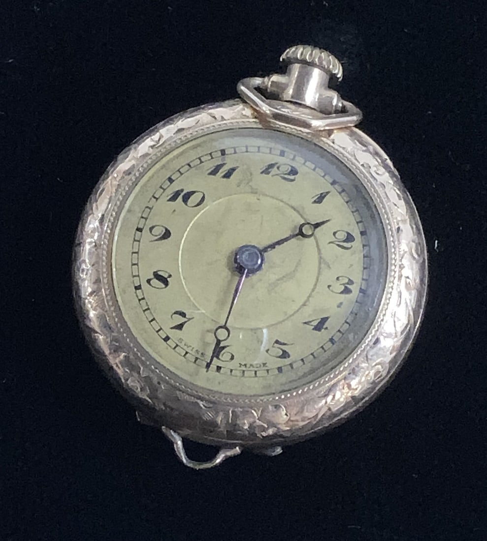 14K Rose Gold Watch Pendant, Swiss Made (1 of 8)