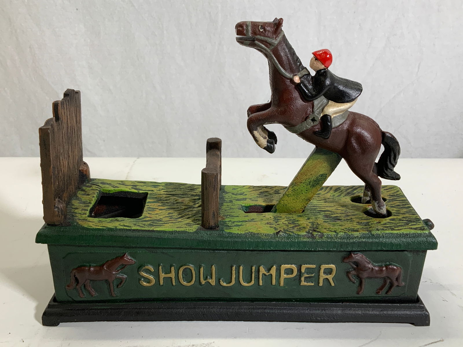 Vntg Showjumper Mechanical Coin Bank Cast Iron (1 of 11)