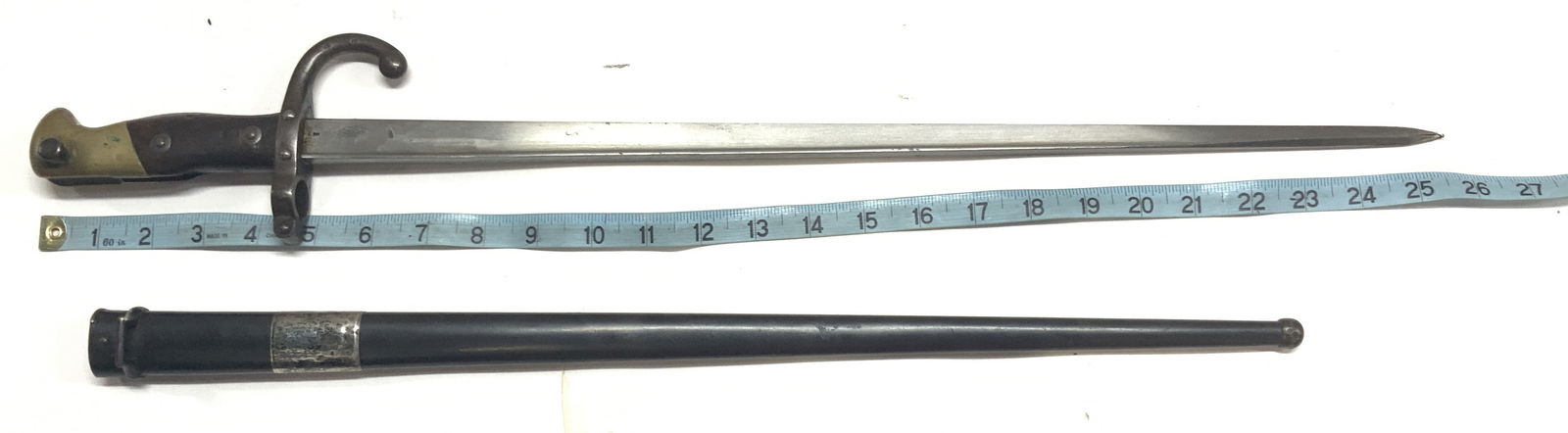 Antq French Model Gras Bayonet W/ Scabbard, France (1 of 8)