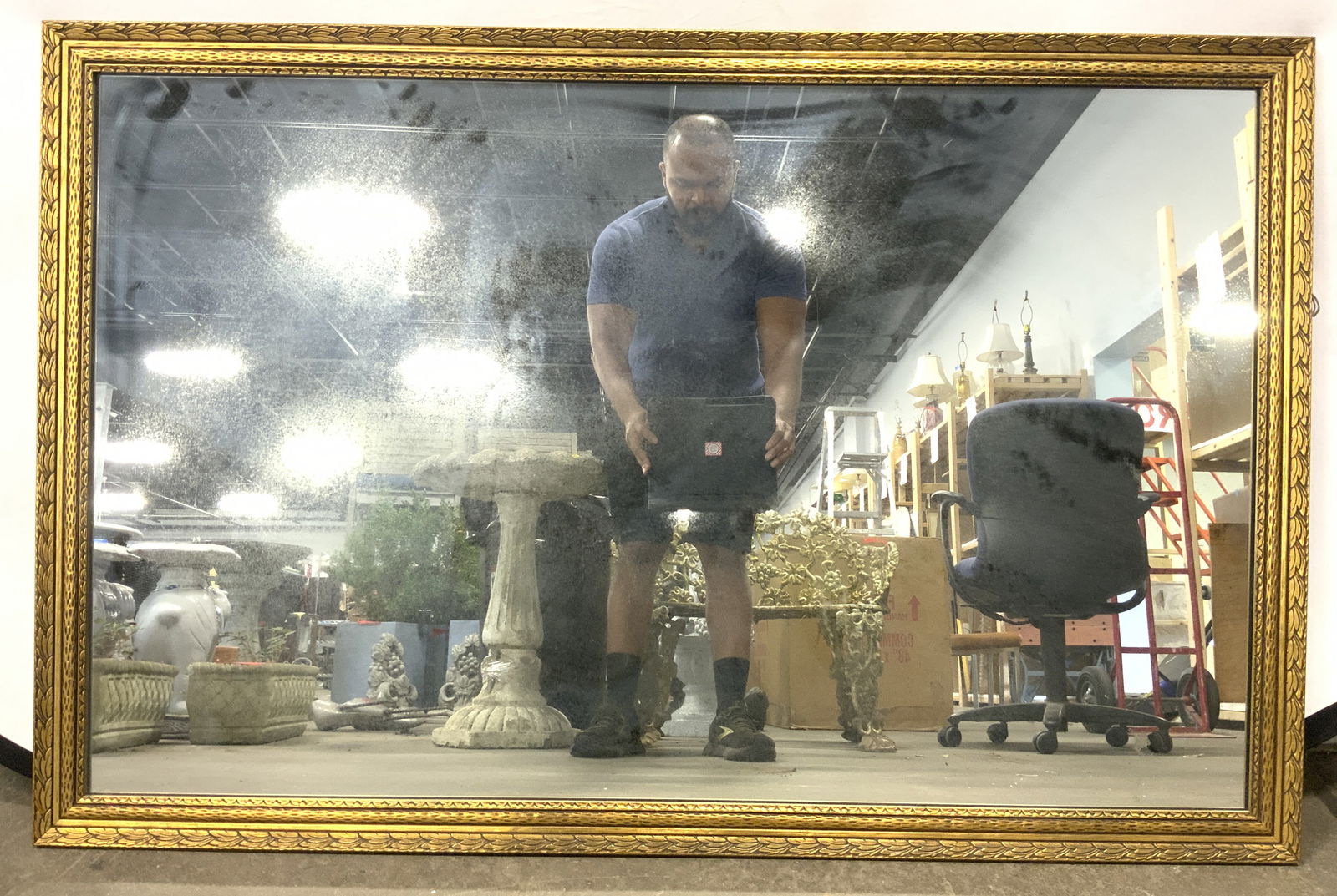 Vintage Gilt Wood Frame Wall Mirror W Leaf Detail (1 of 6)