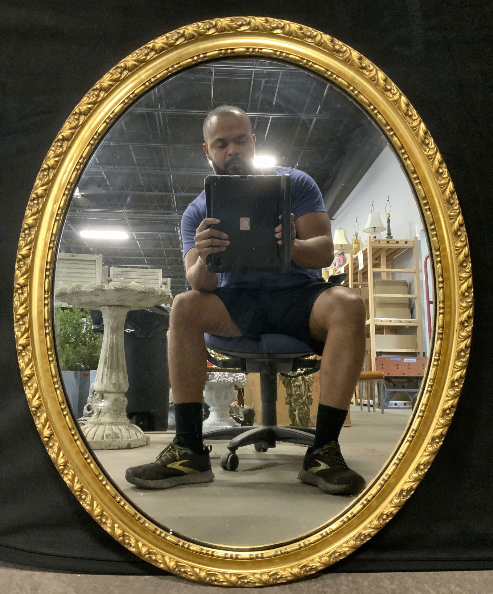 Oval Form Gilt Wood Wall Mirror (1 of 7)