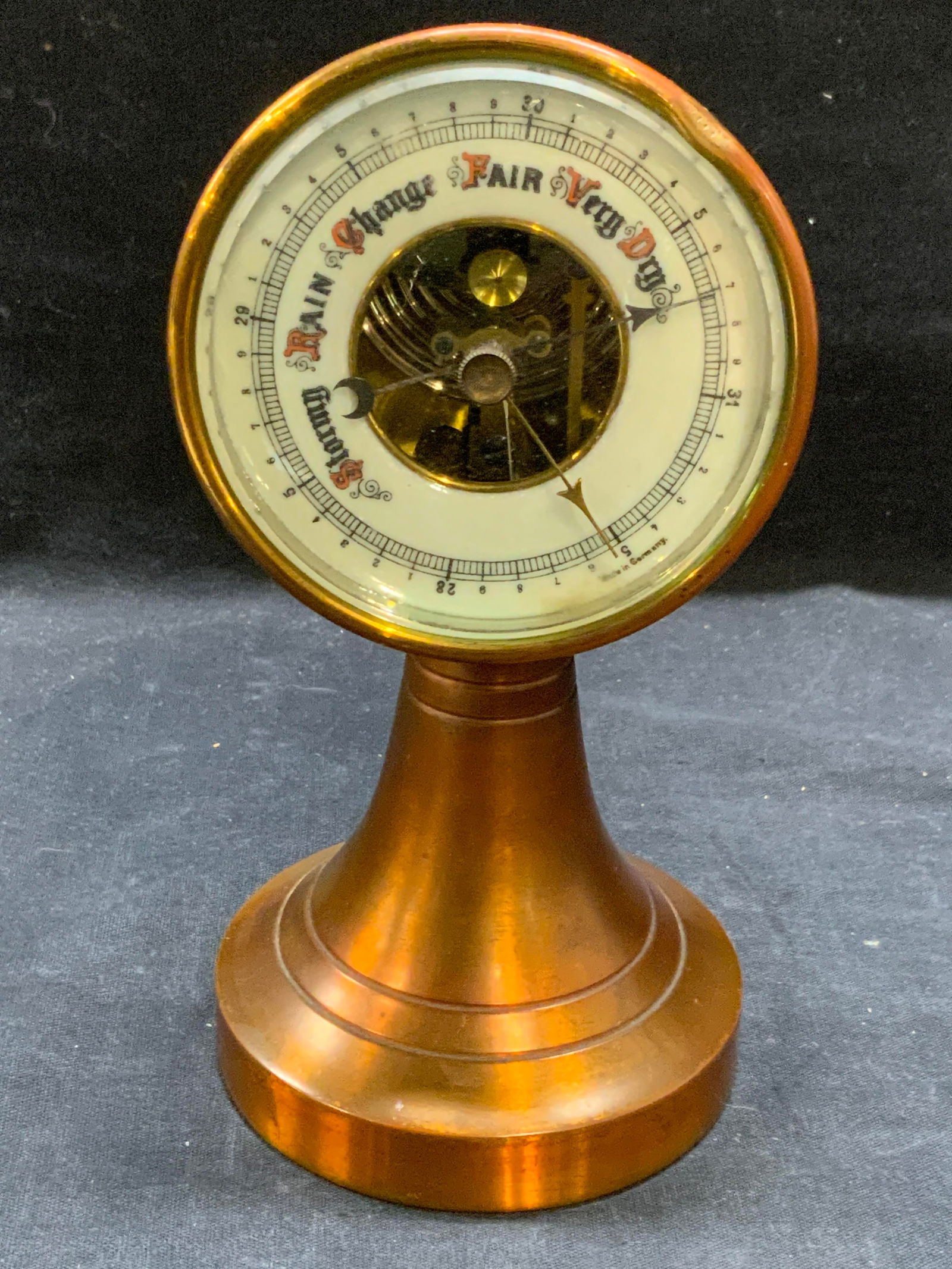 Vintage German Copper Tn Metal Tabletop Barometer (1 of 10)