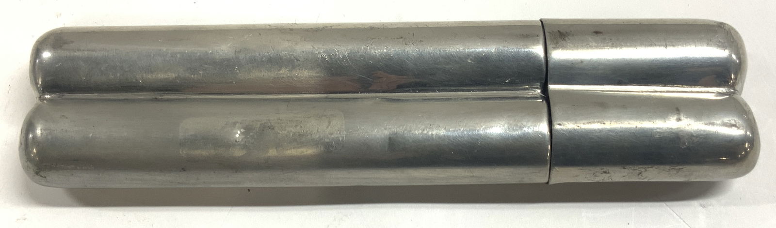 Sheffield Pewter Double Cigar Tube w Flask, Eng (1 of 9)