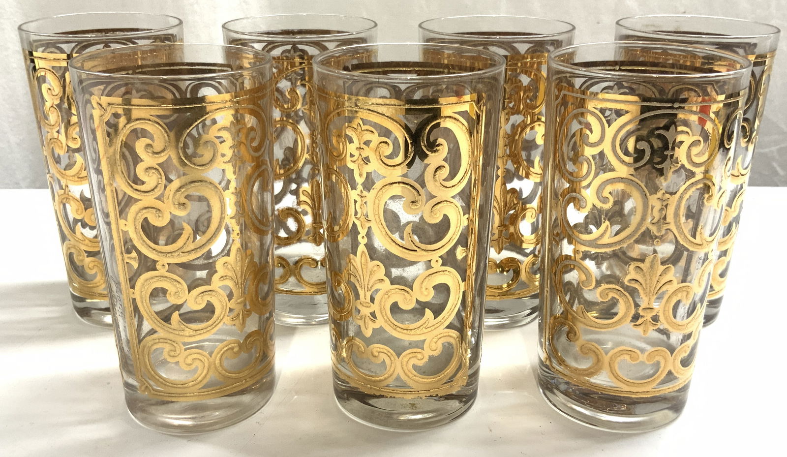 7 GEORGES BRIARD Mid Century Gold Filigree Glasses (1 of 9)