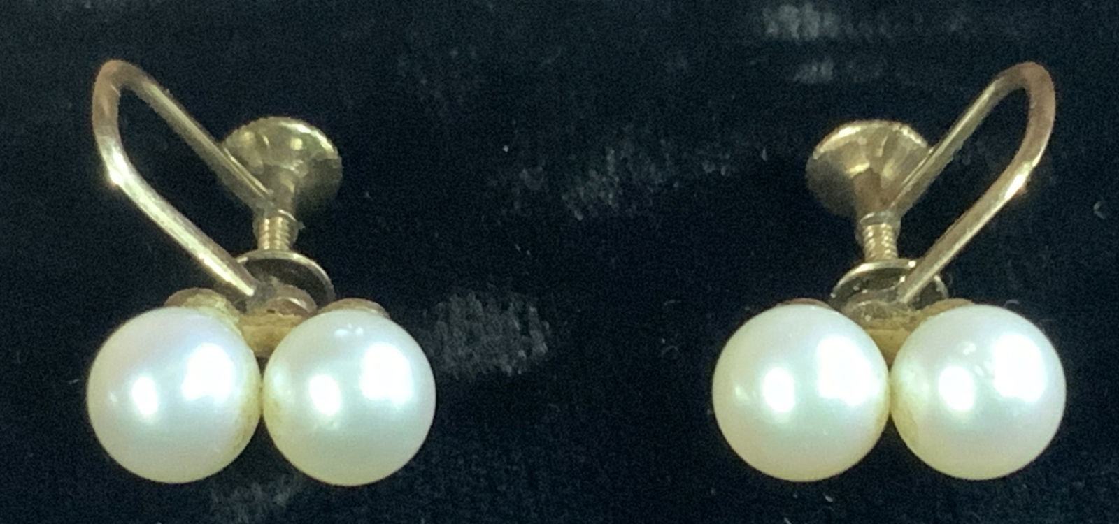 FF 14k Gold Double Pearl Screw Back Earrings (1 of 9)