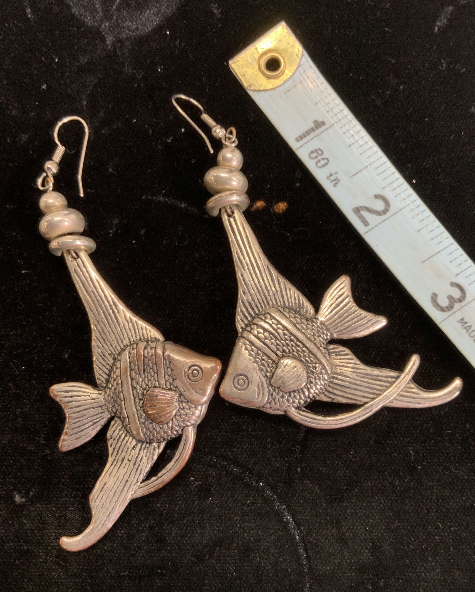 Chunky Dangle Fish Earrings w Sterling Sil Beads (1 of 6)