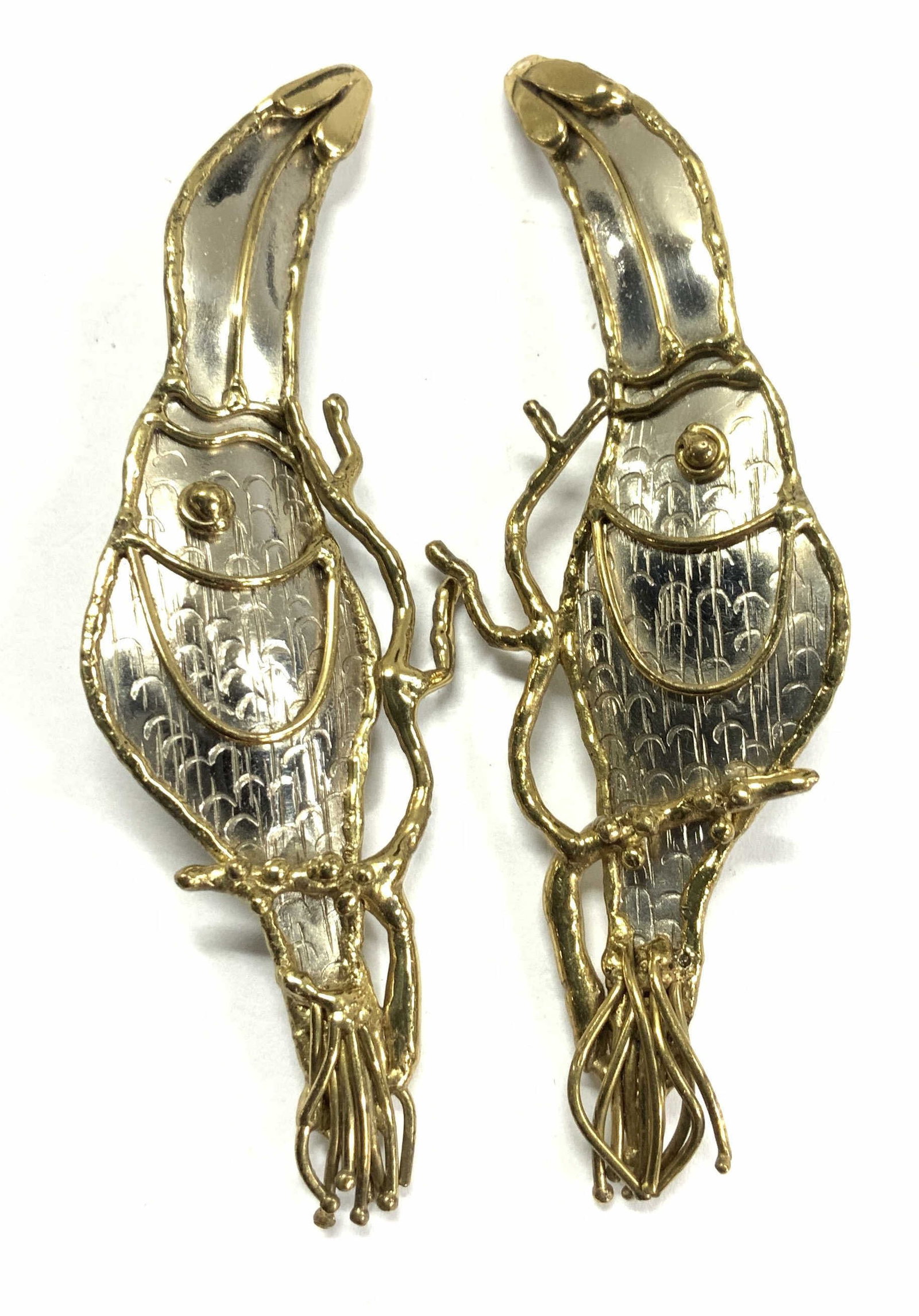 Artisanal Toucan Sculptural Metal Earrings (1 of 6)