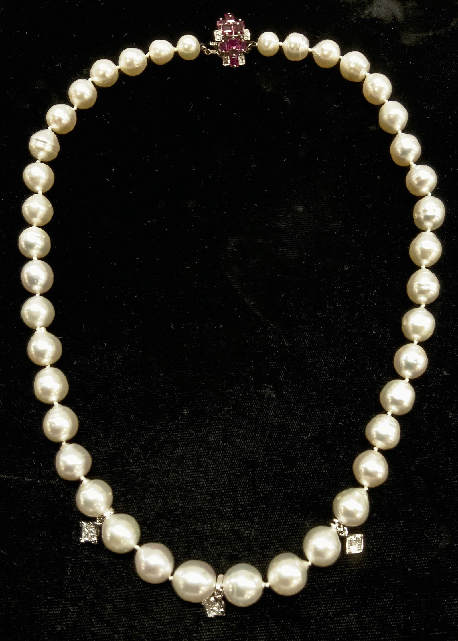 Baroque Pearl, Ruby & Diamond Necklace w Case (1 of 15)