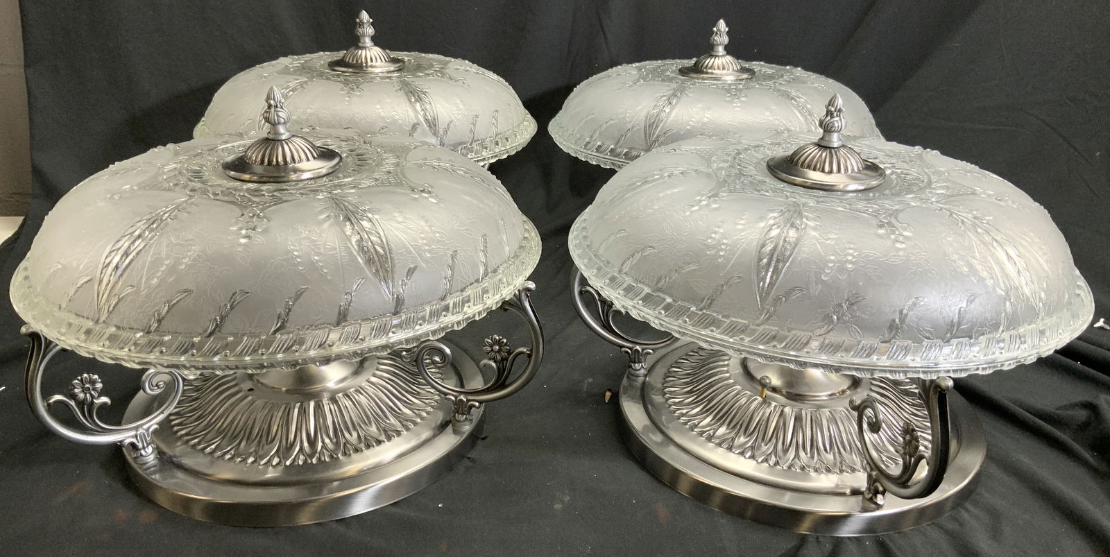 Set 4 Frosted Glass & Metal Ceiling Lights (1 of 10)