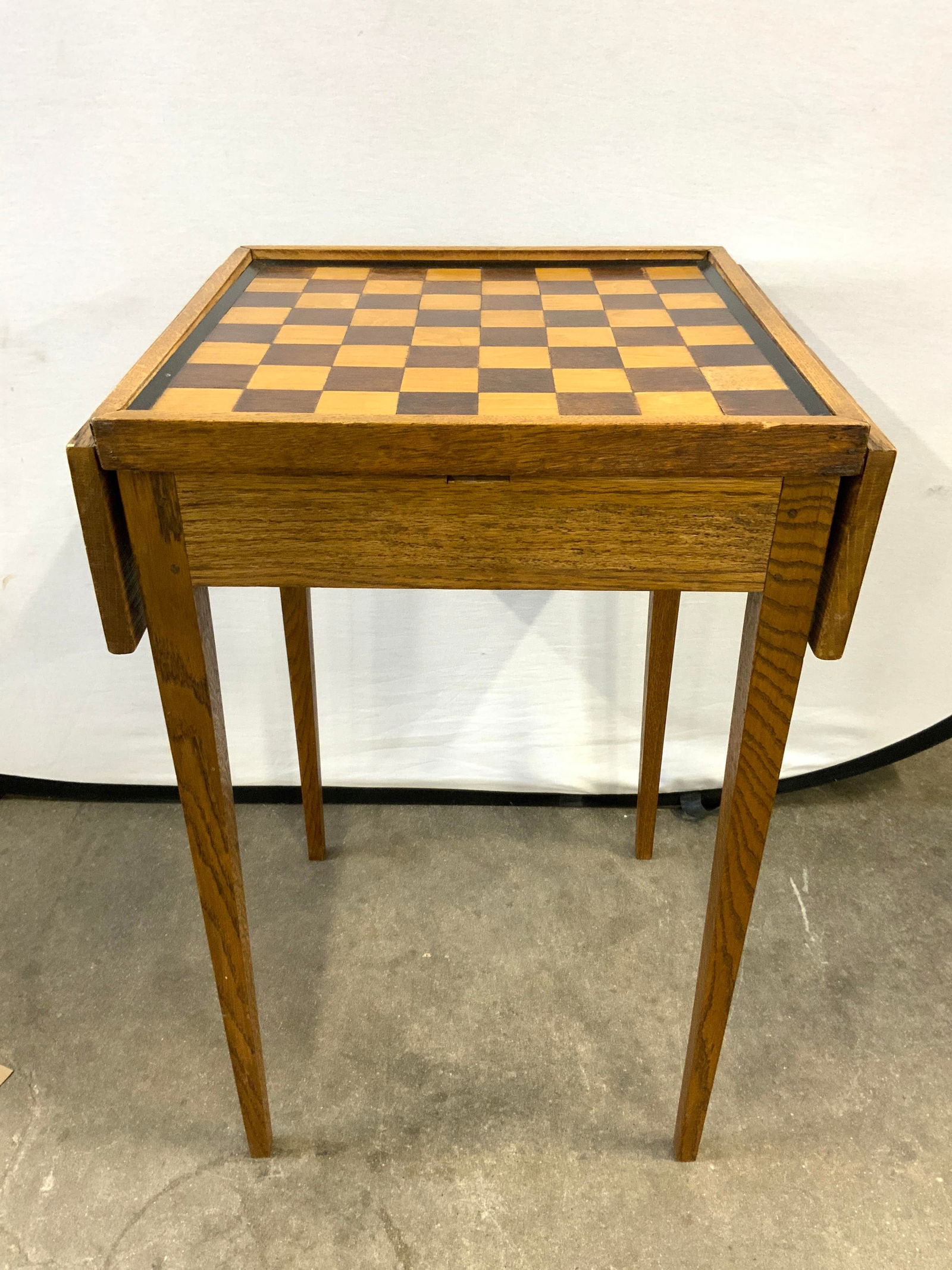 Vintage Wooden Chessboard Drop Leaf Side Table (1 of 10)