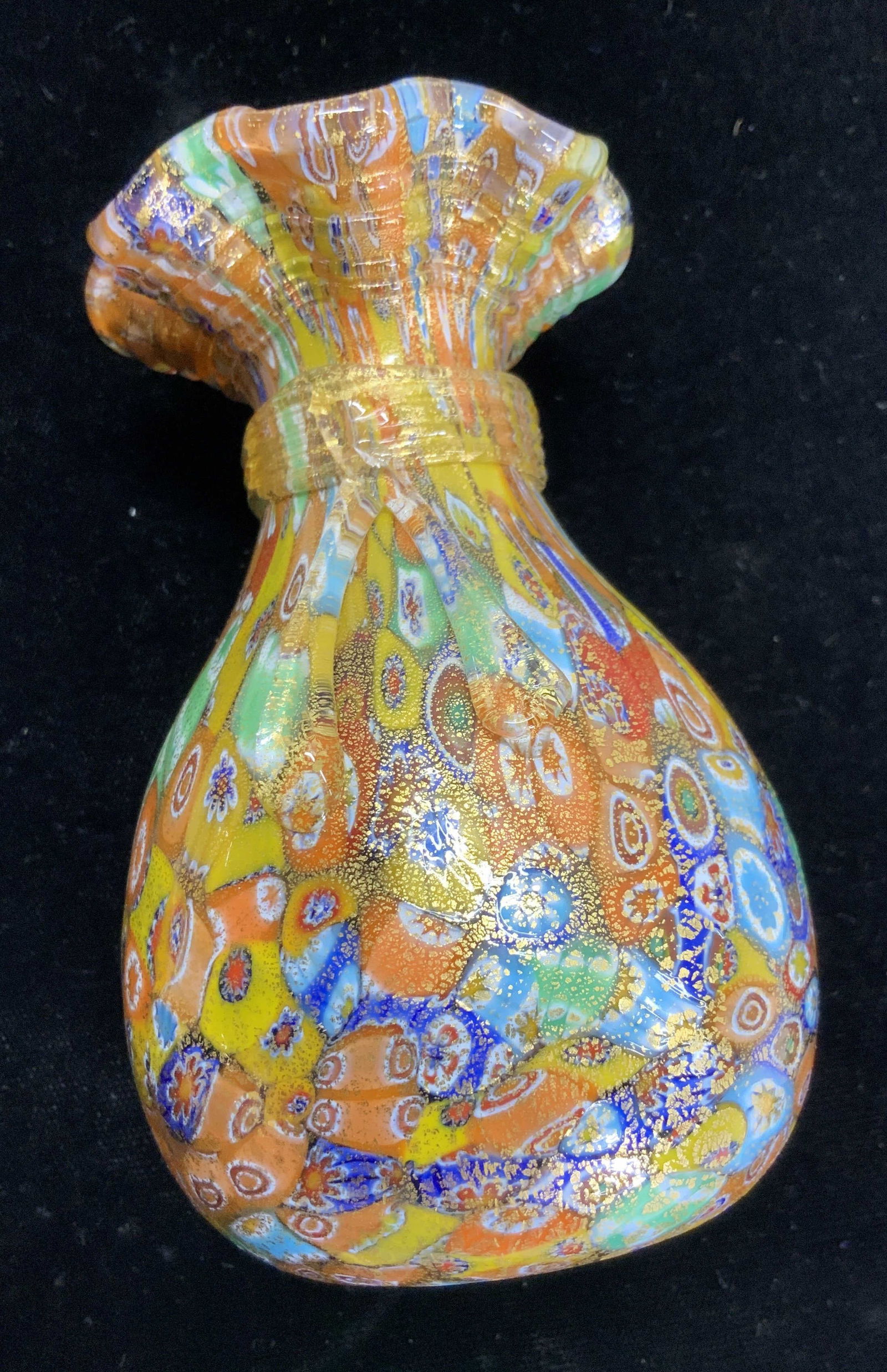 MURANO MILLEFIORI ART GLASS VASE, Italy (1 of 8)