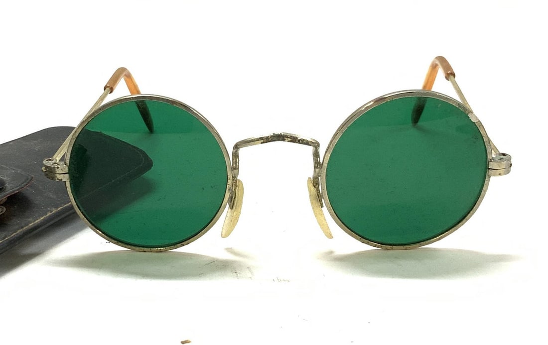 Vintage Green Lens Round Spectacles w Case (1 of 9)