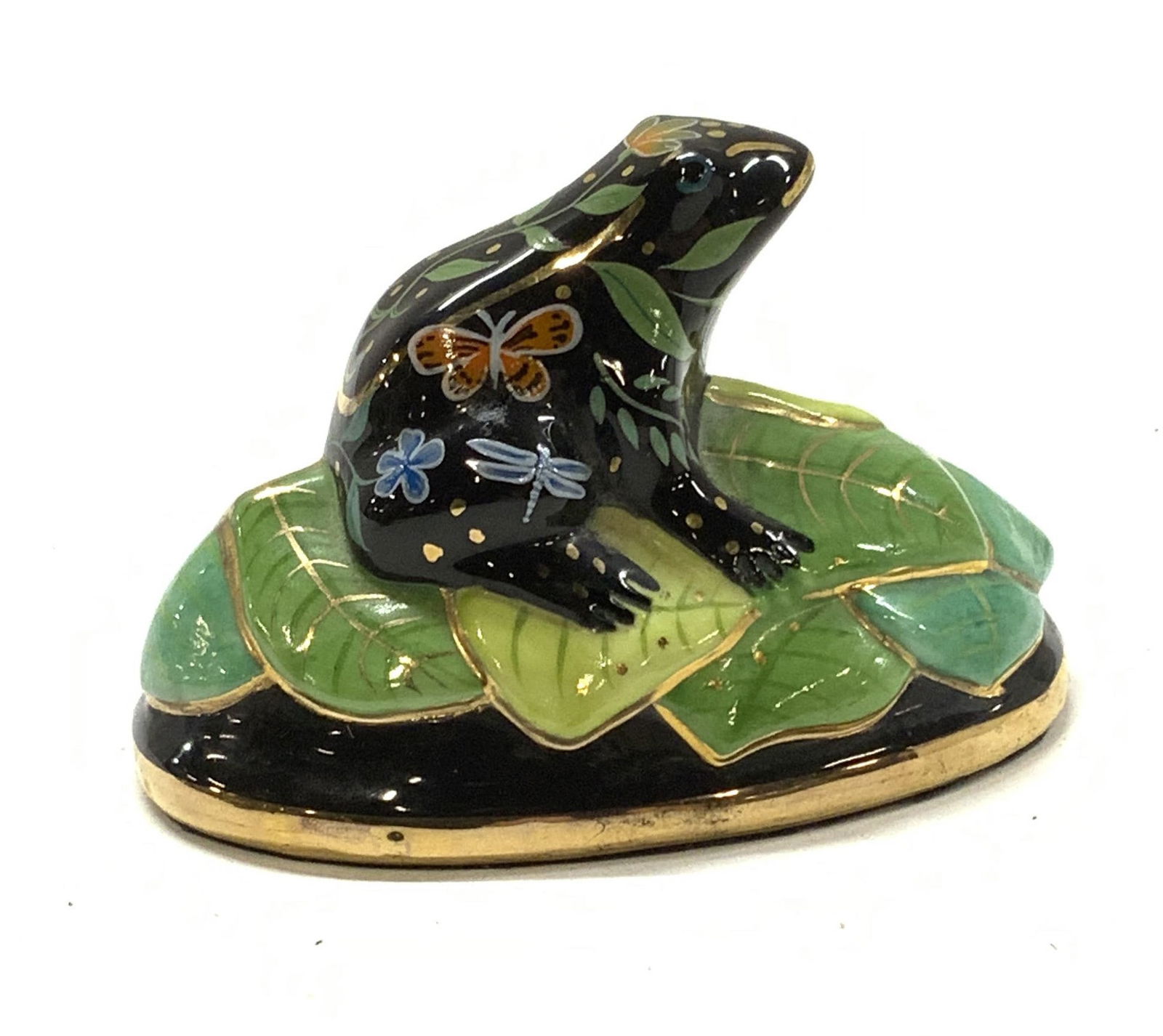 Enamel Frog Figural w 24k Gilt (1 of 6)