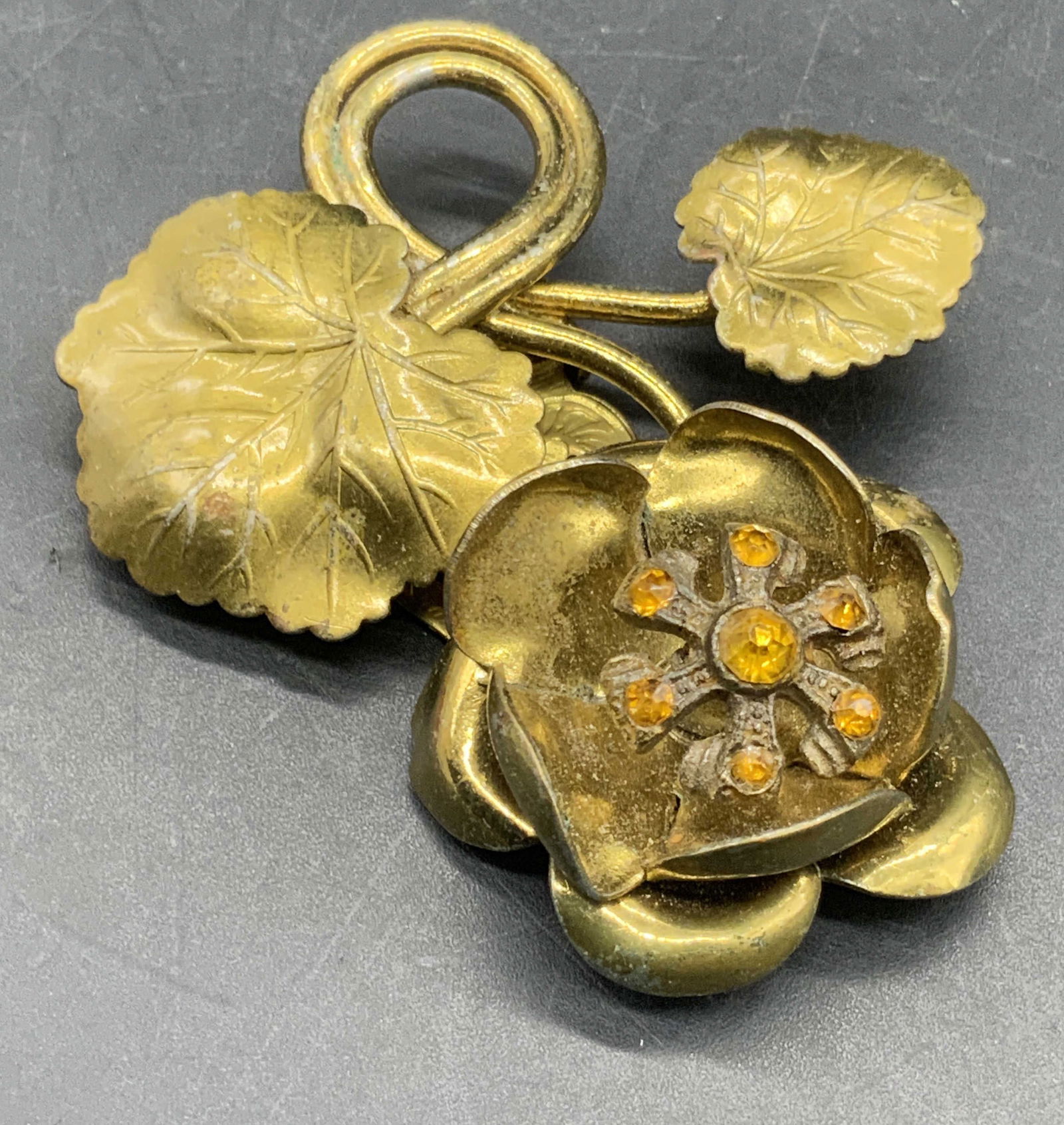 Vintage Bejeweled Floral Shoe Clip / Scarf Clip (1 of 8)