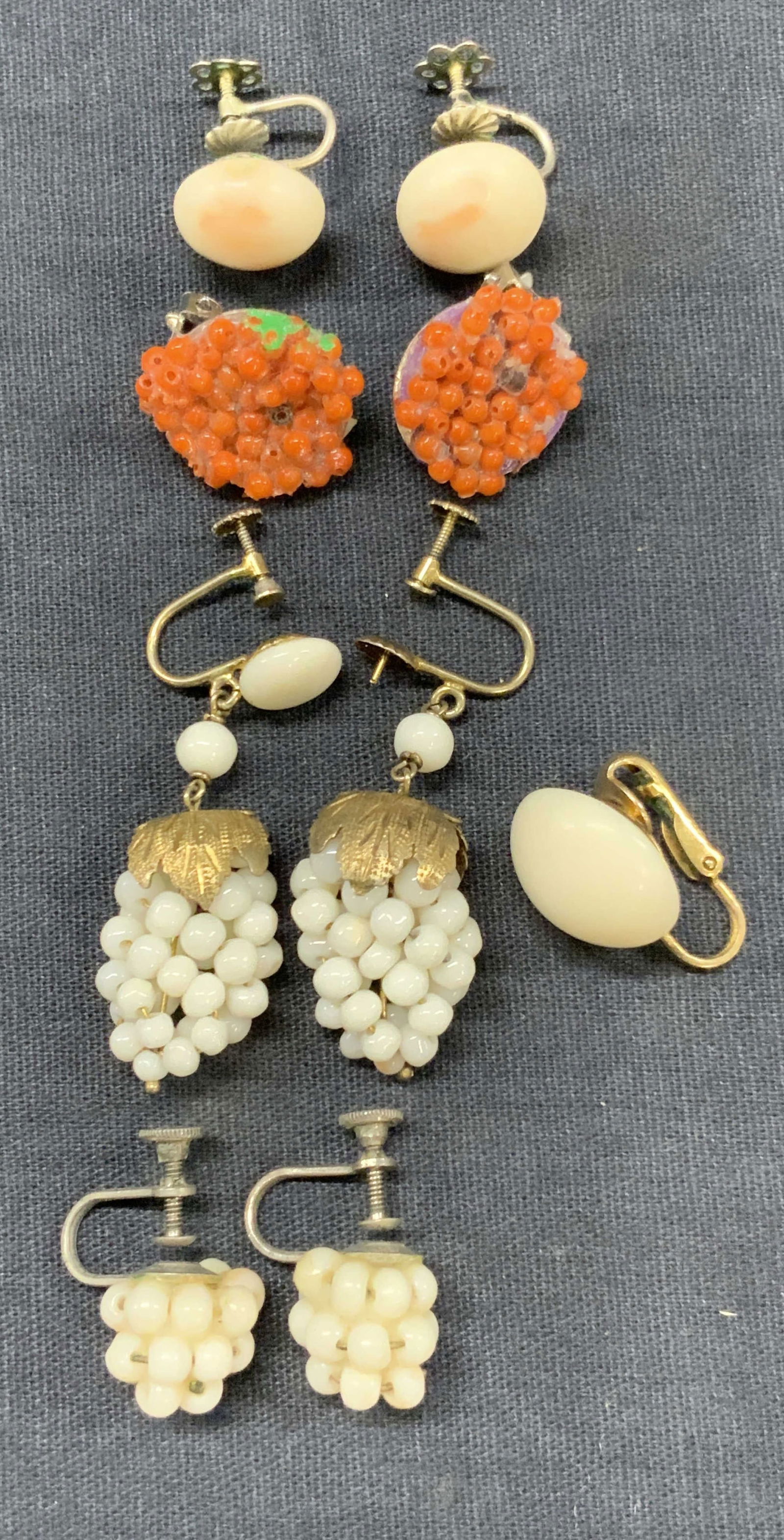 Lot 5 Pr Vntg 14k  & Sterling Silver Clip Earrings (1 of 11)