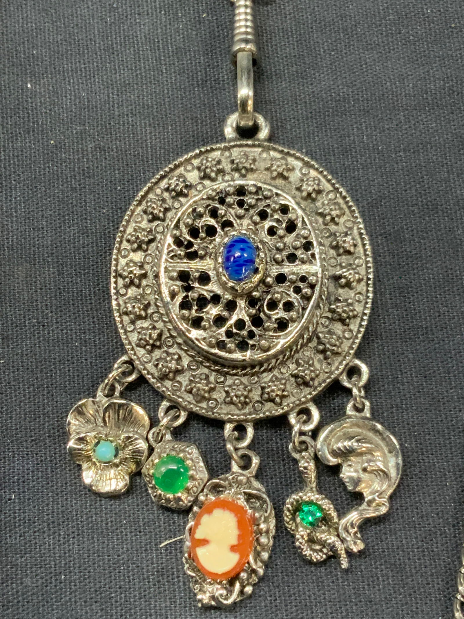 Multi strand Silver Tn Pendant Necklace (1 of 9)