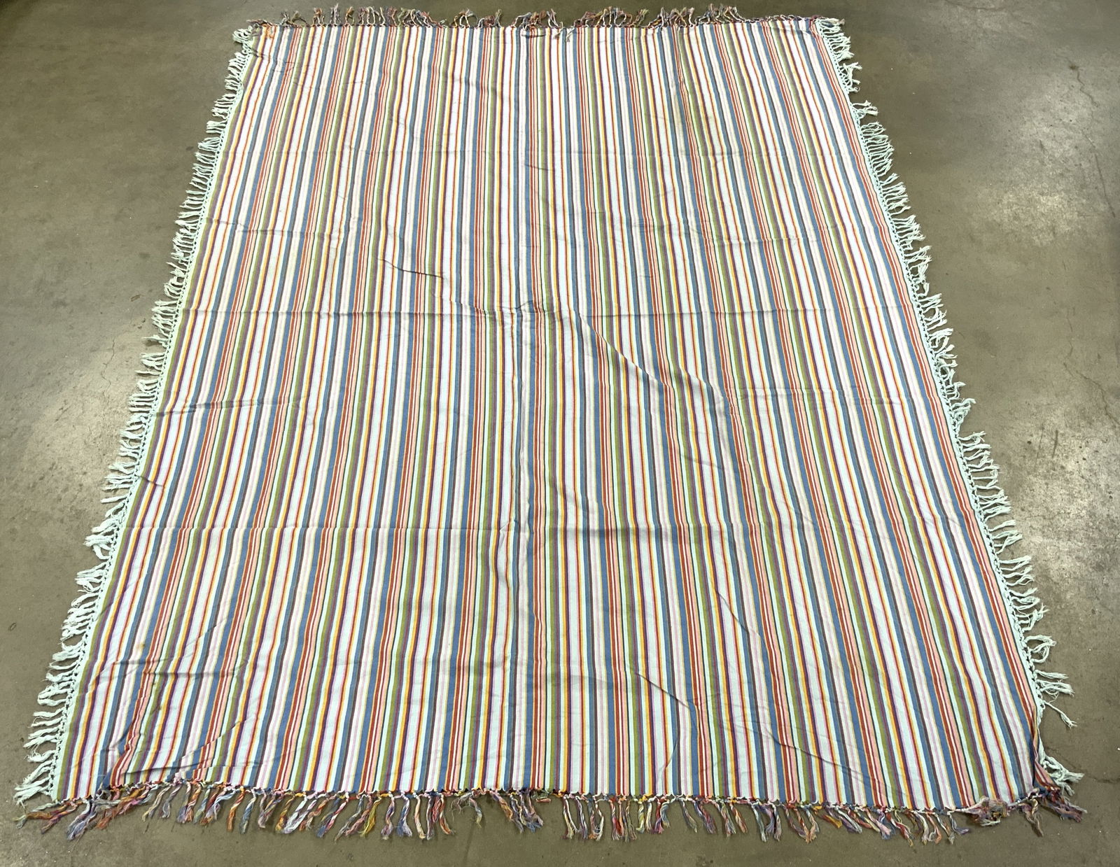 Vintage Striped Tablecloth W Fringes (1 of 7)