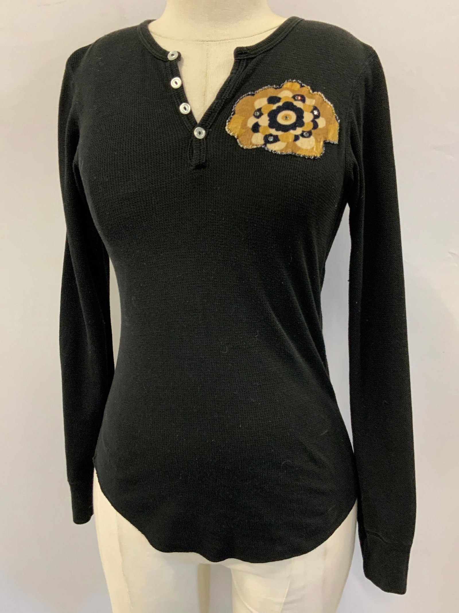 Cotton Blend Patches Long Sleeve Shirt (1 of 7)