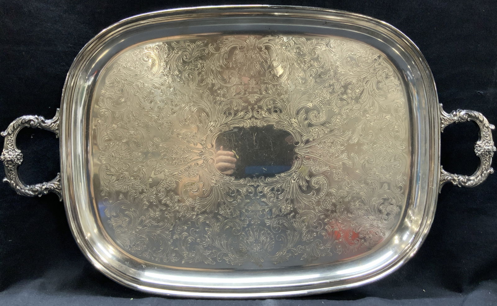 Vntg Silver Plate Etched Serving Tray (1 of 7)