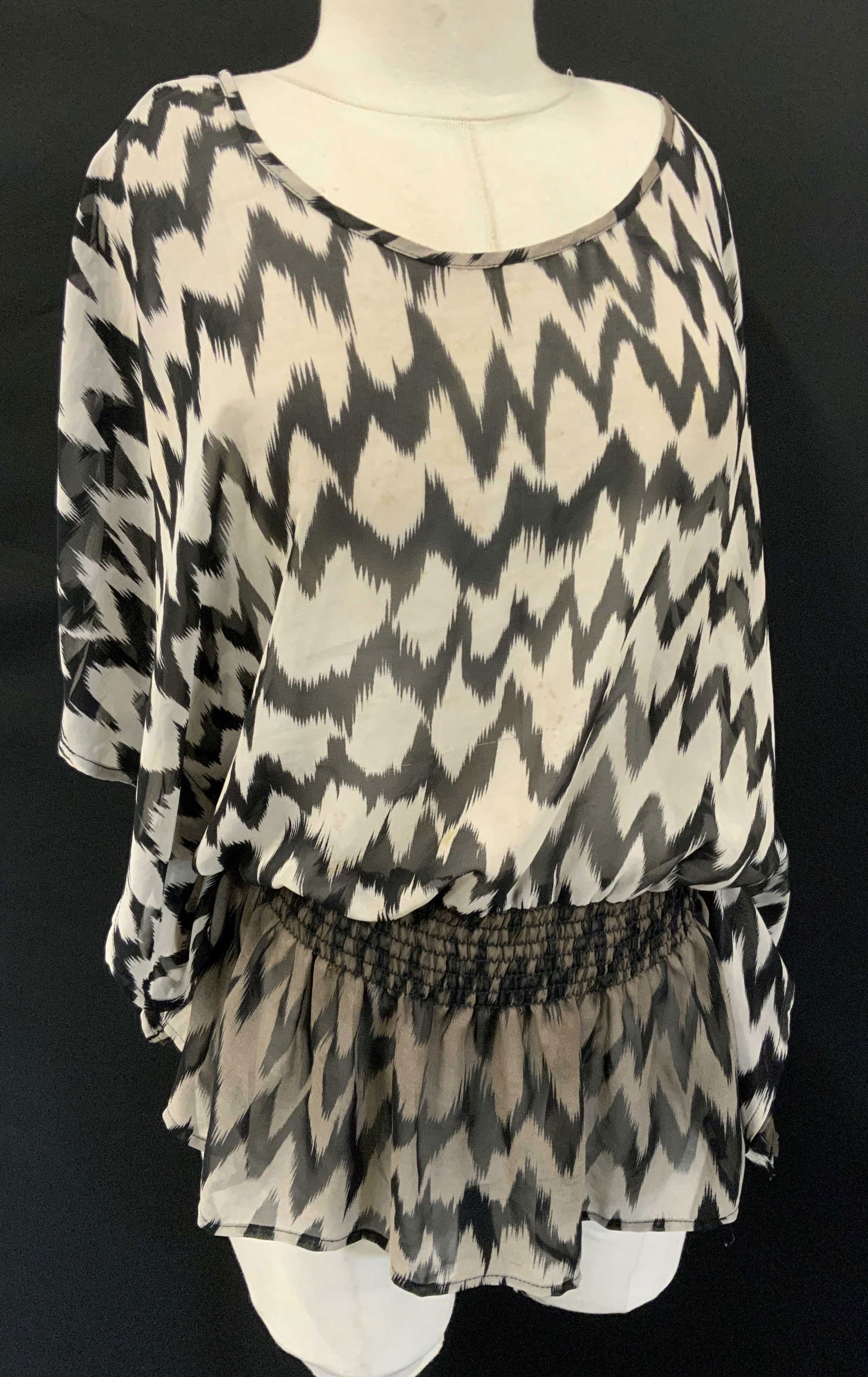 West Kei Black and White Sheer Blouse (1 of 7)