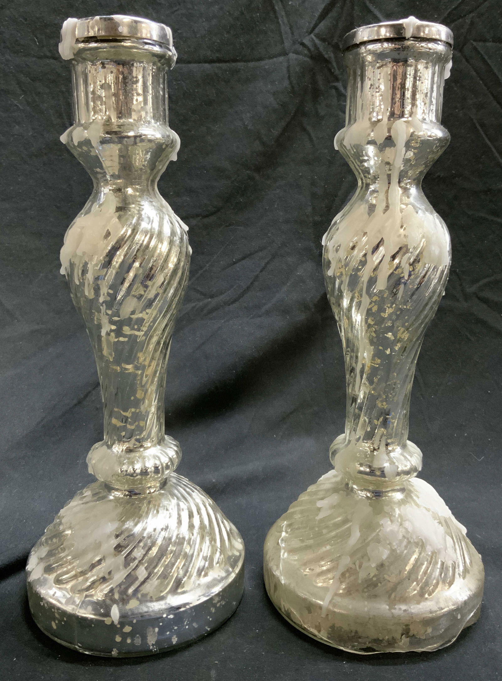 Pair Mercury Glass Candle Holders (1 of 6)