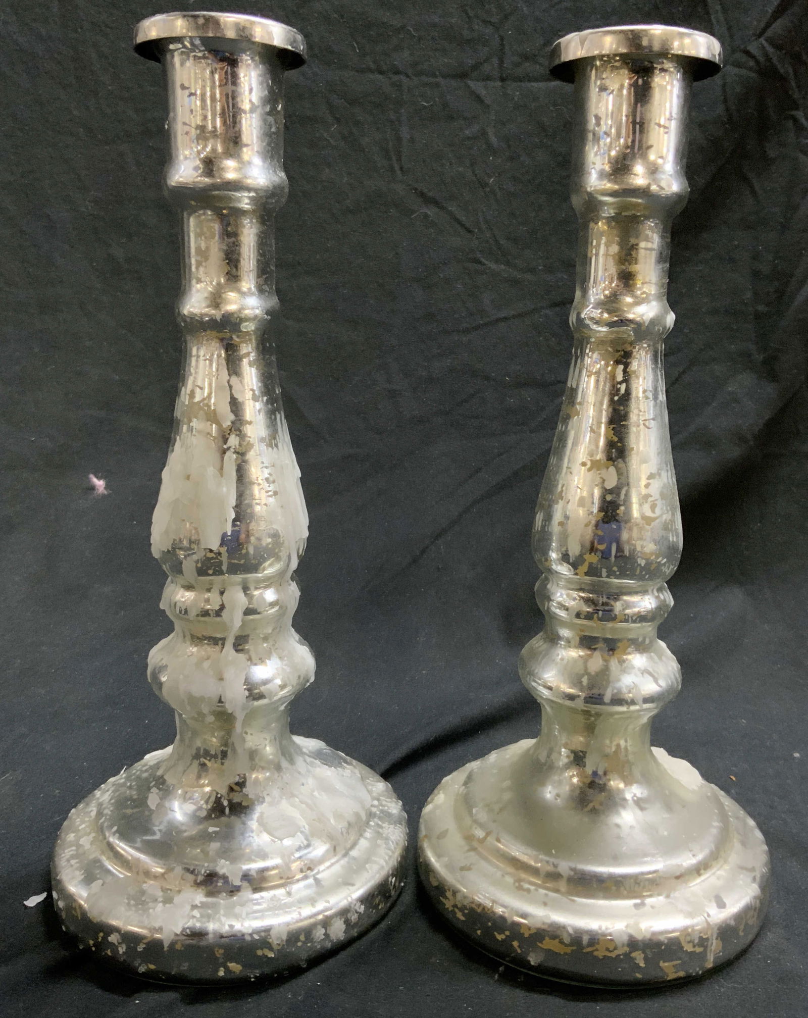 Pair Mercury Glass Candle Holders (1 of 6)