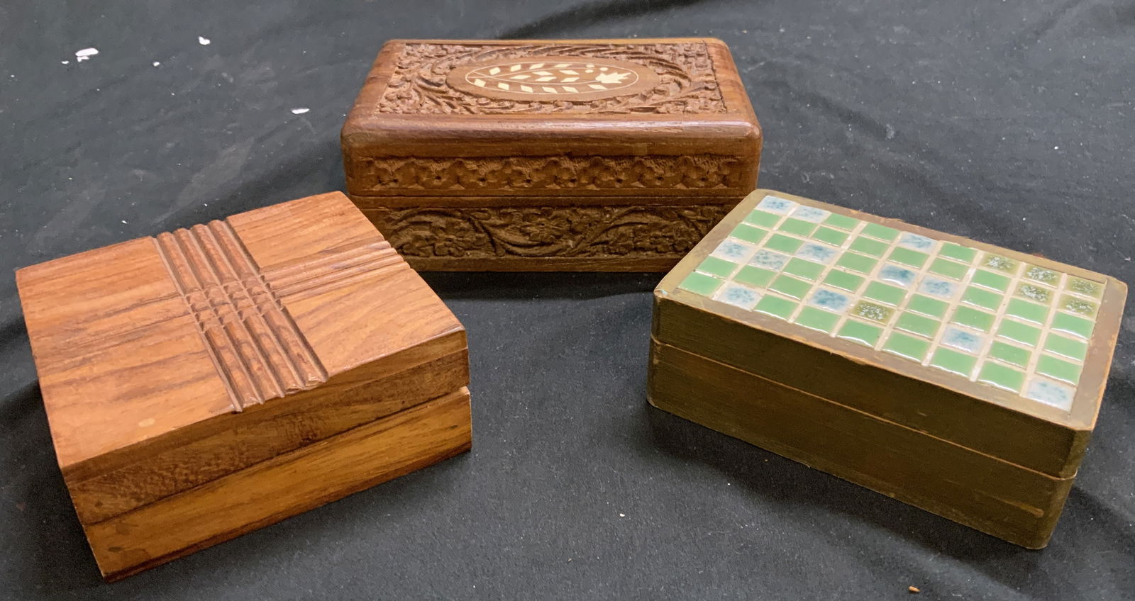 Lot 3 Wooden Keepsake Boxes Japan More (1 of 10)