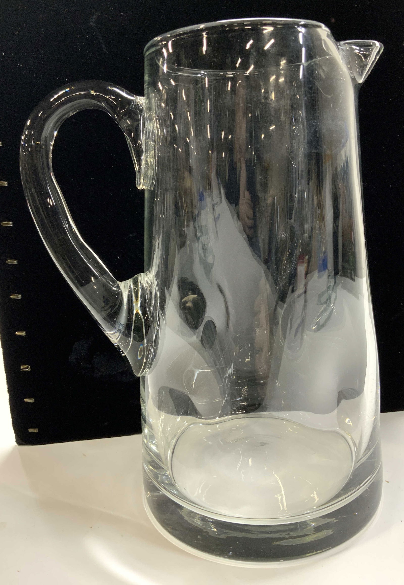 Thick hand Heavy Art Glass Pitcher (1 of 6)