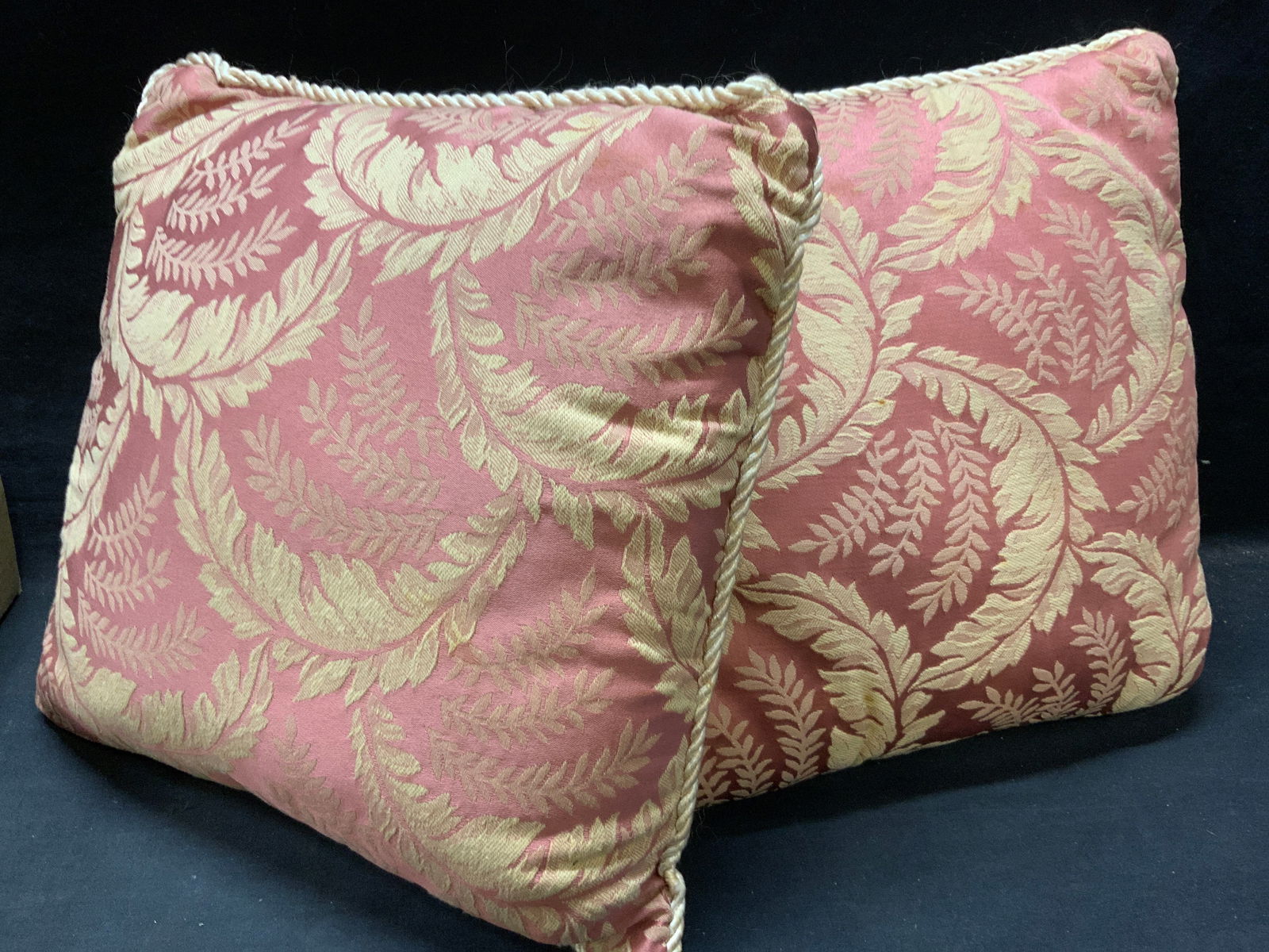 Pair Jacquered Leaf Design Custom Made Pillows (1 of 6)