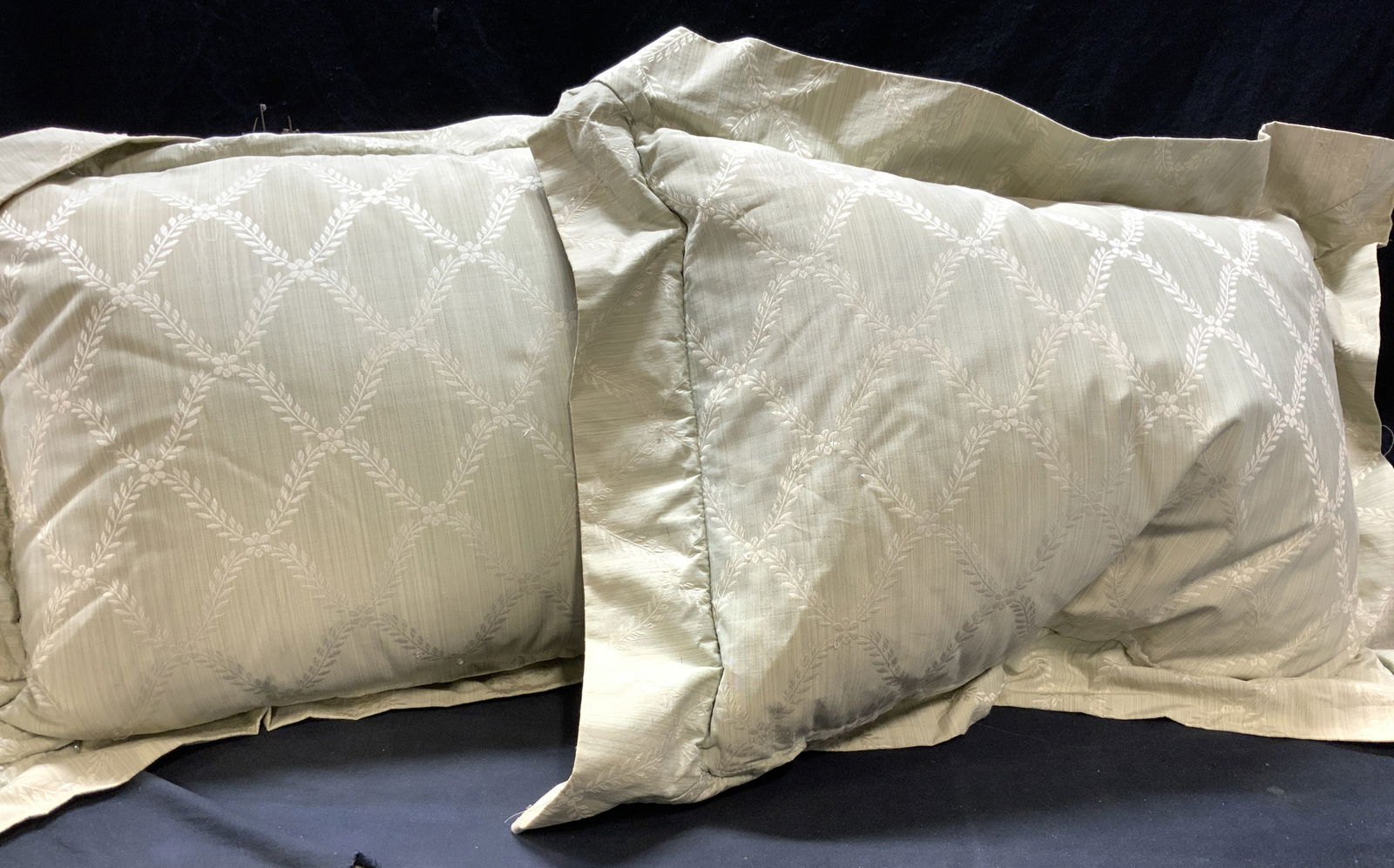 Pair Custom Silk Pillow Shams w Down Pillows (1 of 11)