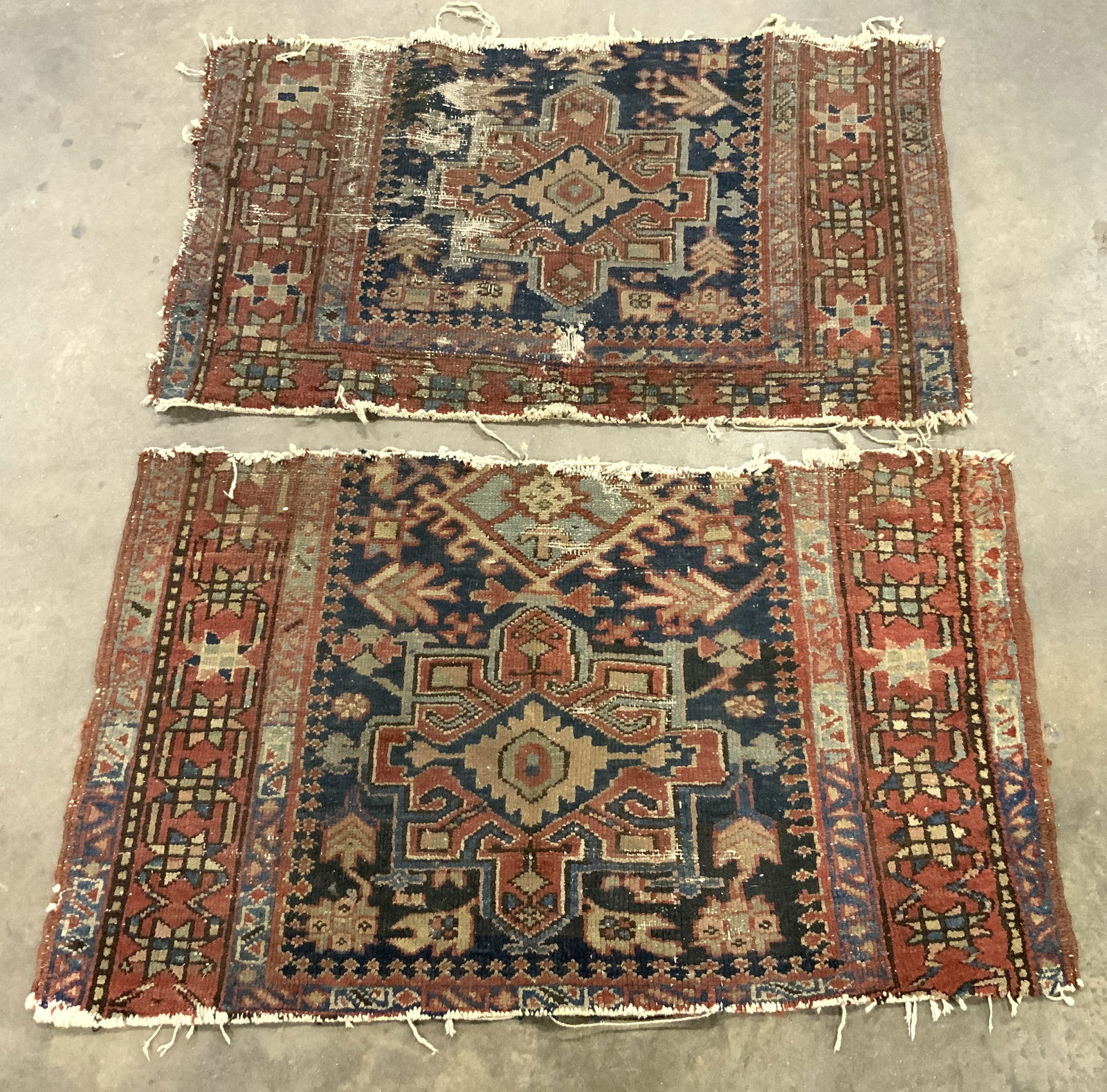Lot 2 Vntg Handmade Persian Wool Rug Portions (1 of 7)