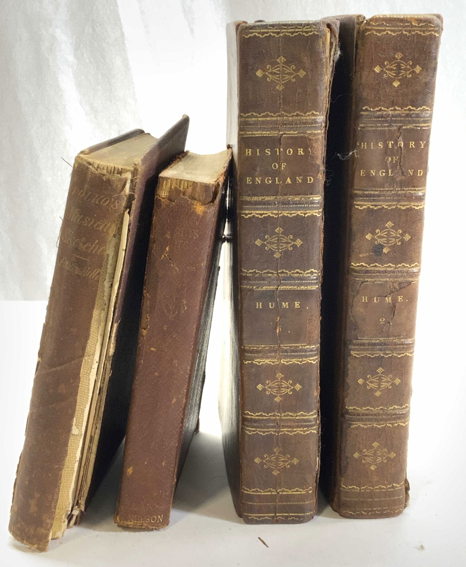 4 Antique Leather Bks, History of England+, 1812 (1 of 10)