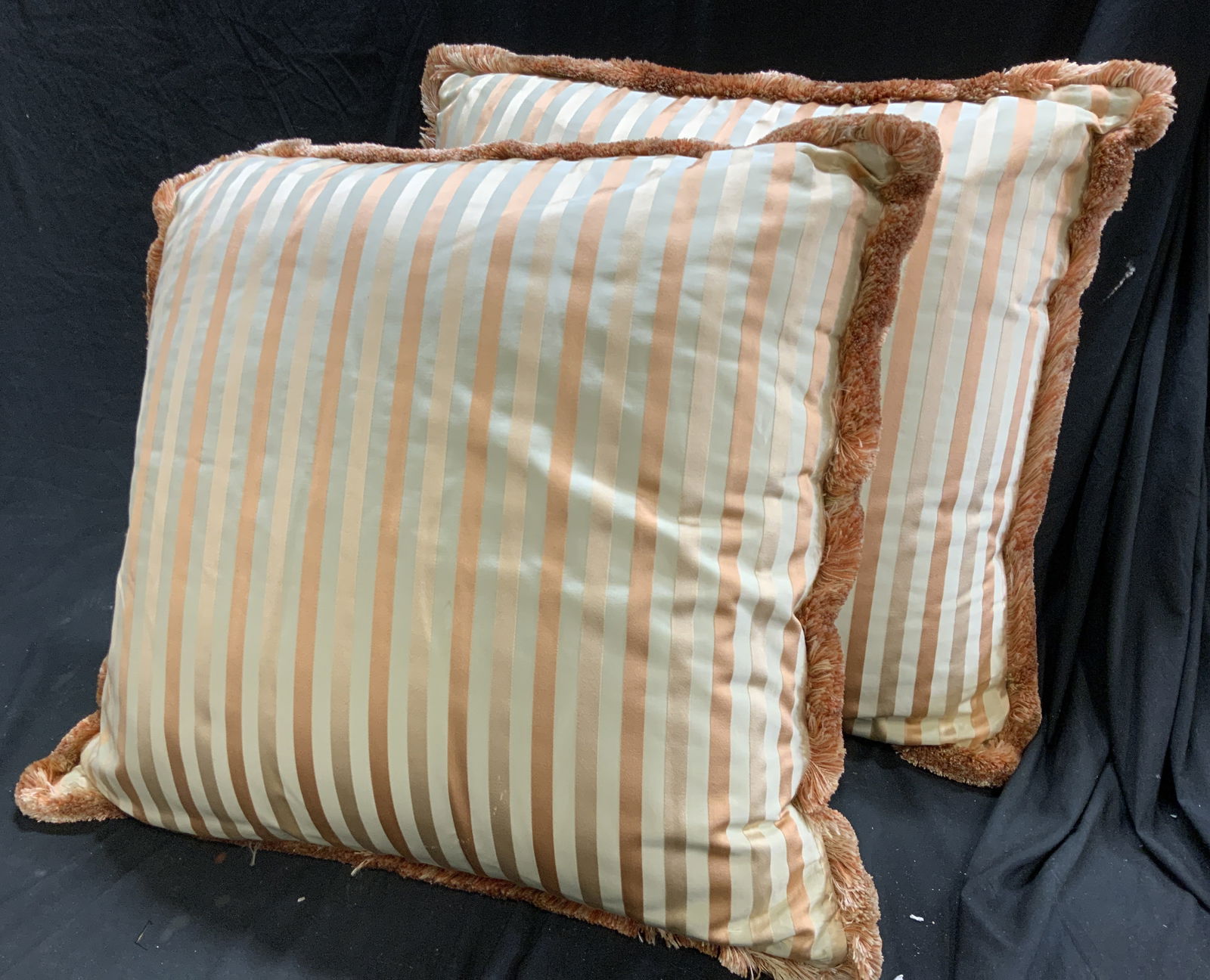Pair Custom Silk Euro Pillows w Fringe (1 of 8)