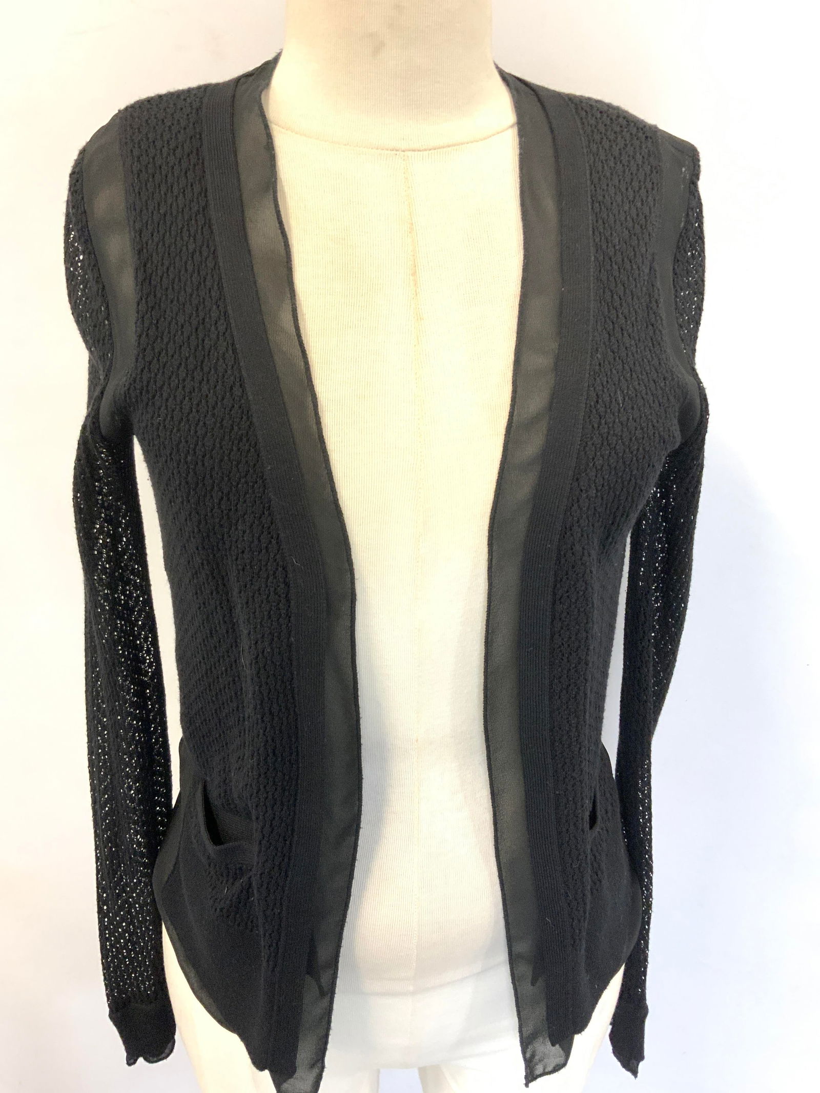 BCBG MaxAzria Black Silk & Cotton Knit Cardigan (1 of 6)