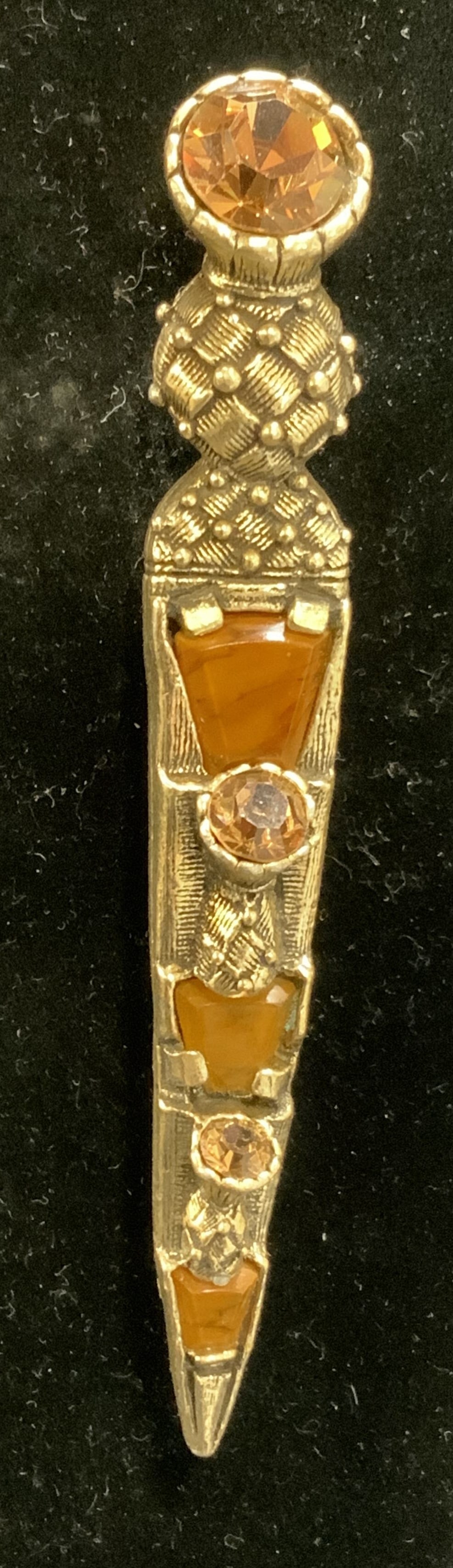 Miracle Gold Tone Amber Style Crystal Brooch (1 of 7)