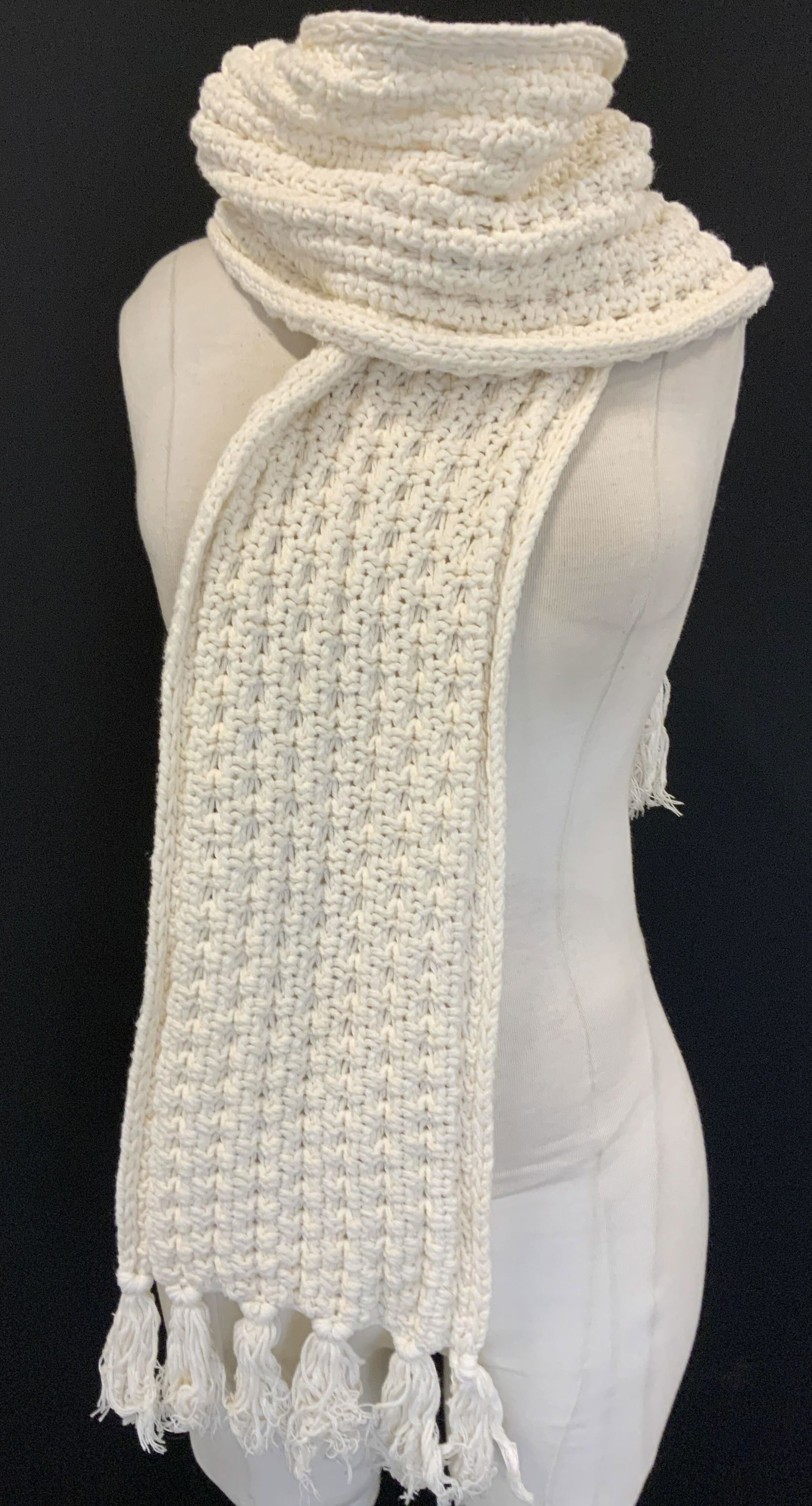 Hand Crochet Soft Hand Long Tassel Scarf (1 of 5)