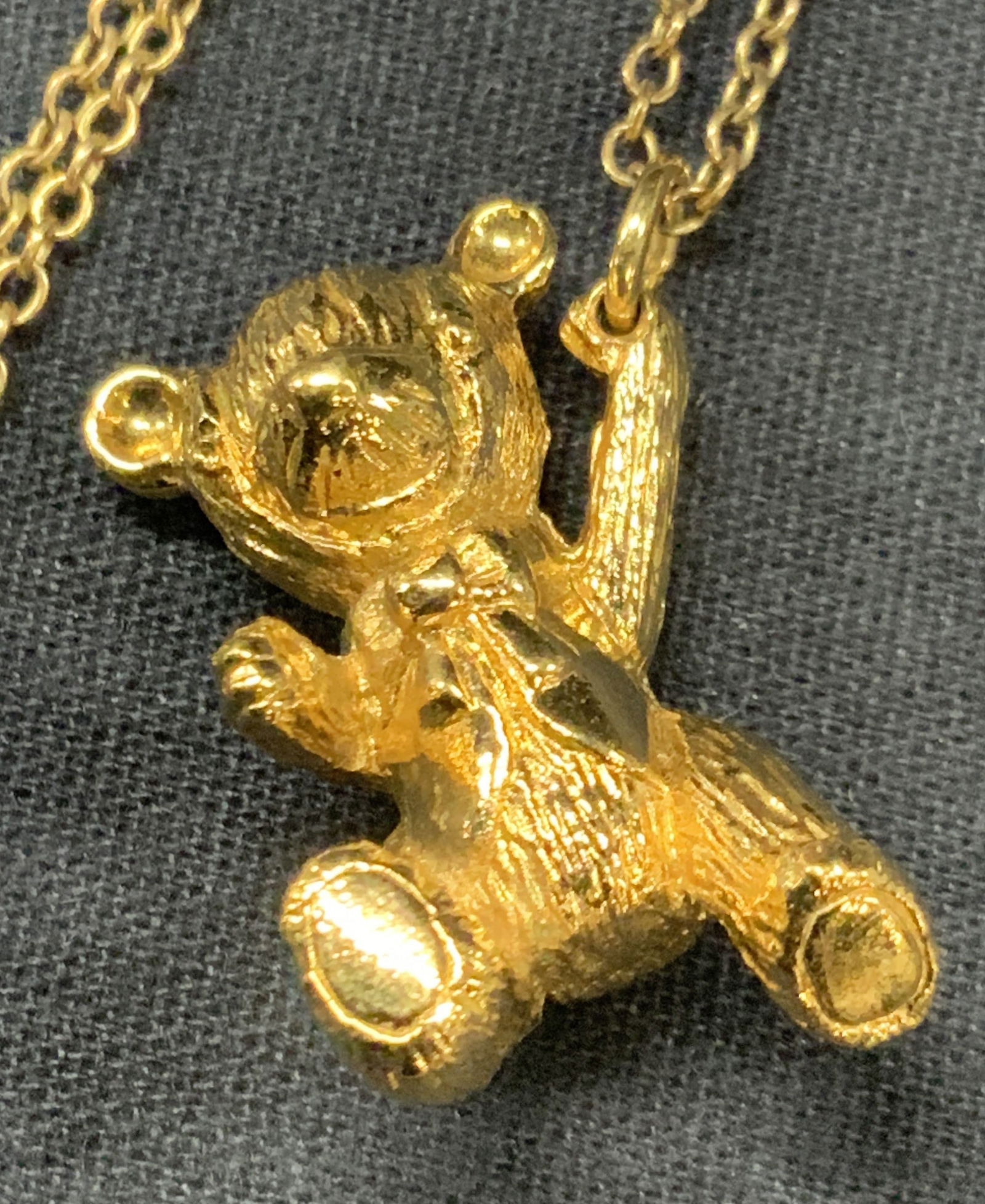 Gold Tn Teddy Bear Necklace (1 of 5)