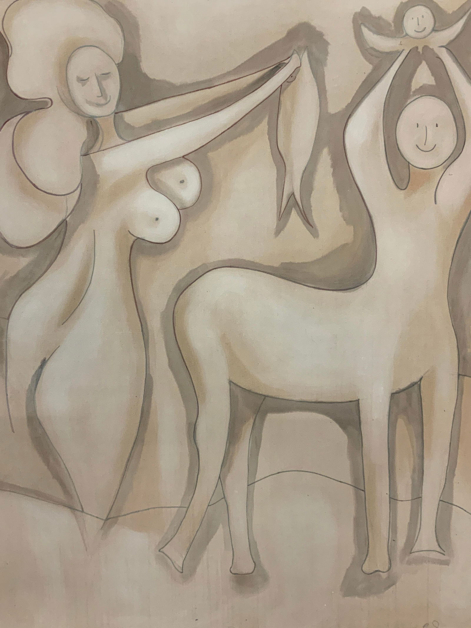 6ftx5ft Sgd Surrealist Figural Oil Painting (1 of 12)