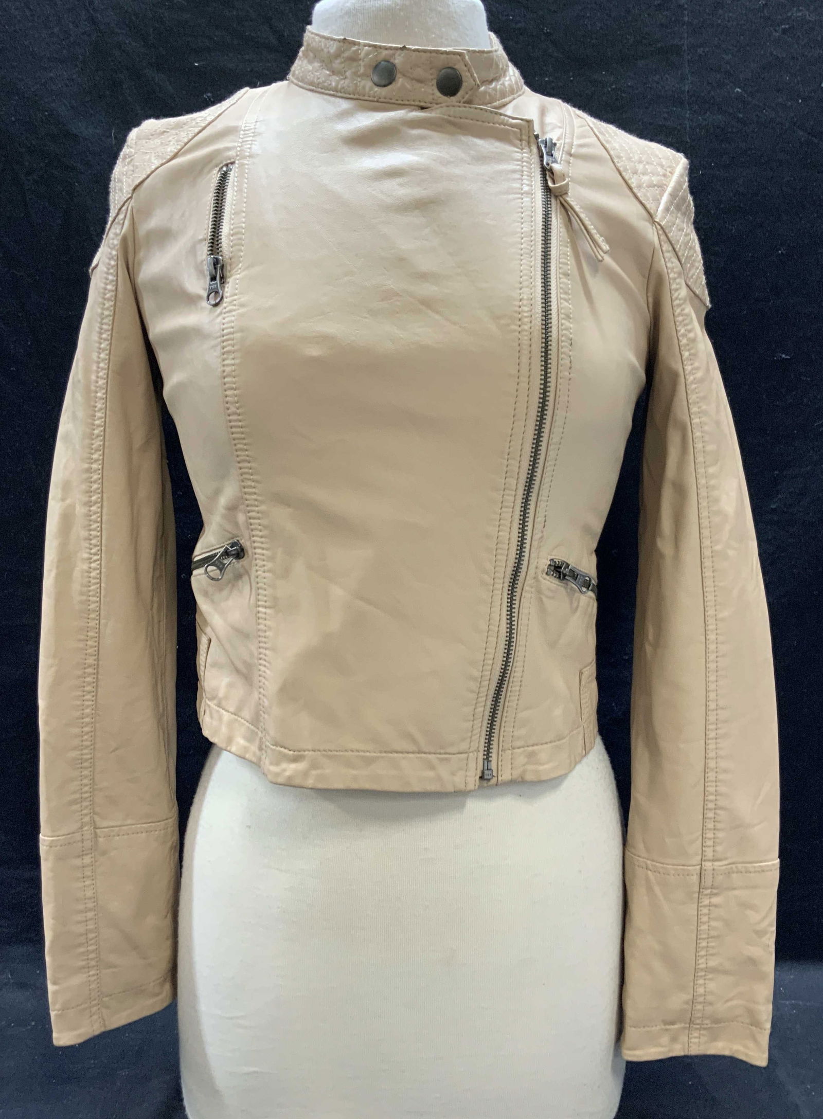 Free People Beige Motorcycle Jacket (1 of 8)