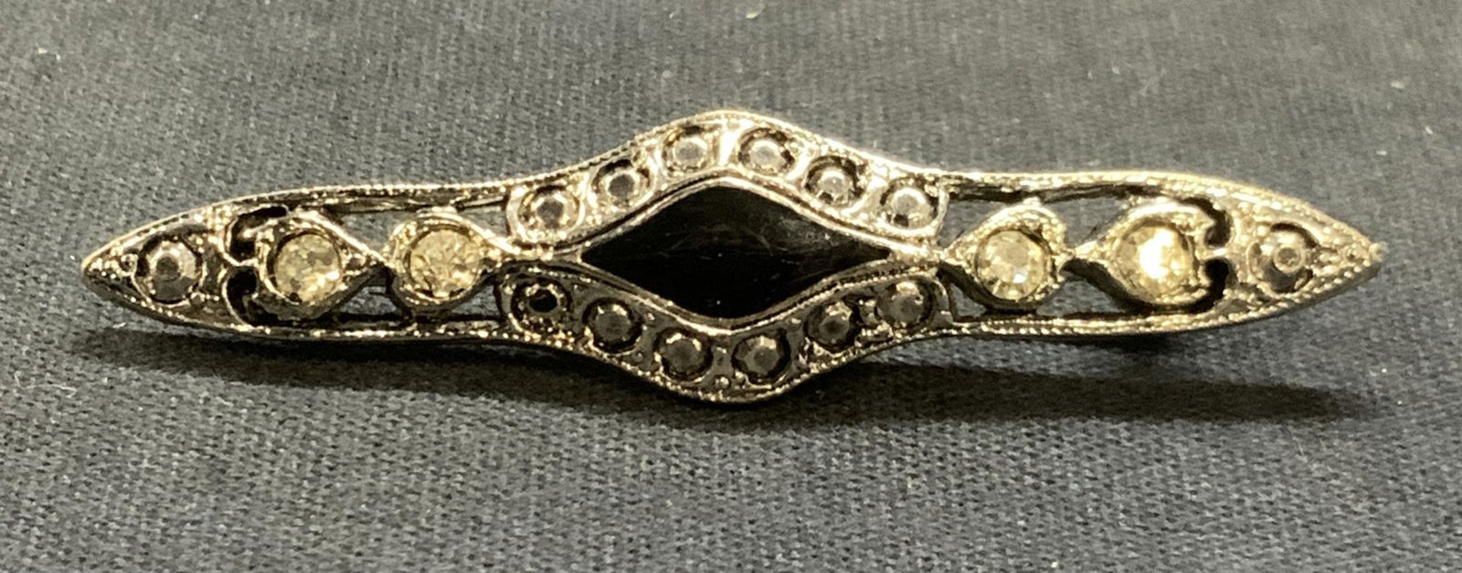 Art Deco Style Silver Tone Crystal Brooch (1 of 6)