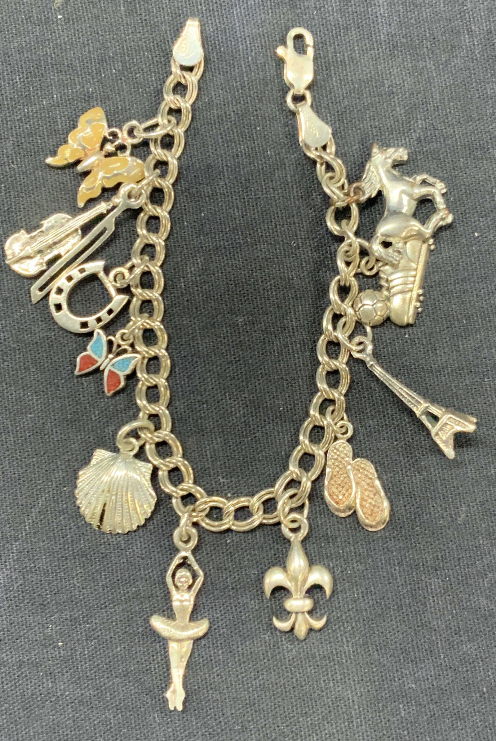 Sterling Silver Charm Bracelet, 11 Charms (1 of 9)