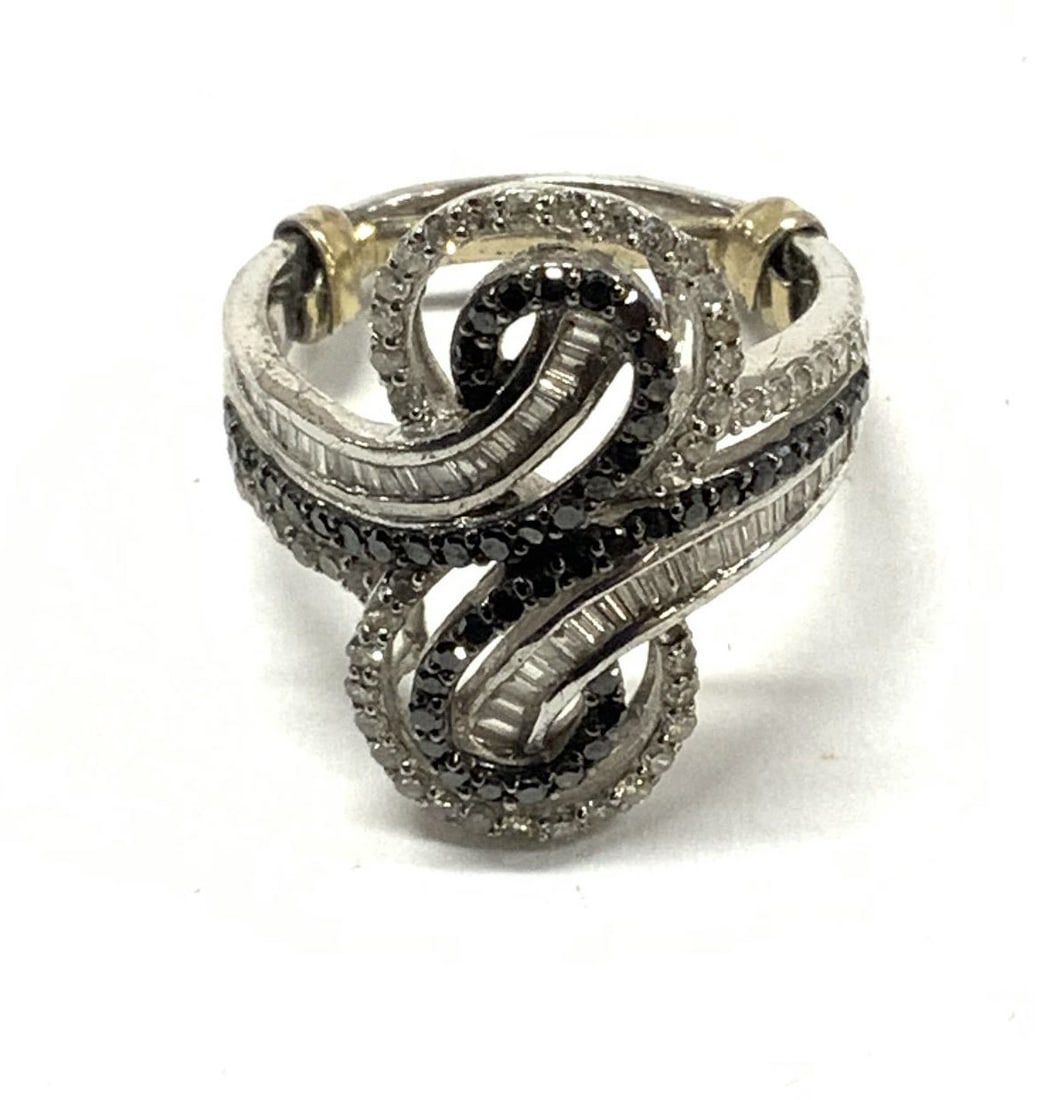 Black and White Diamond Sterling Silver Ring (1 of 7)