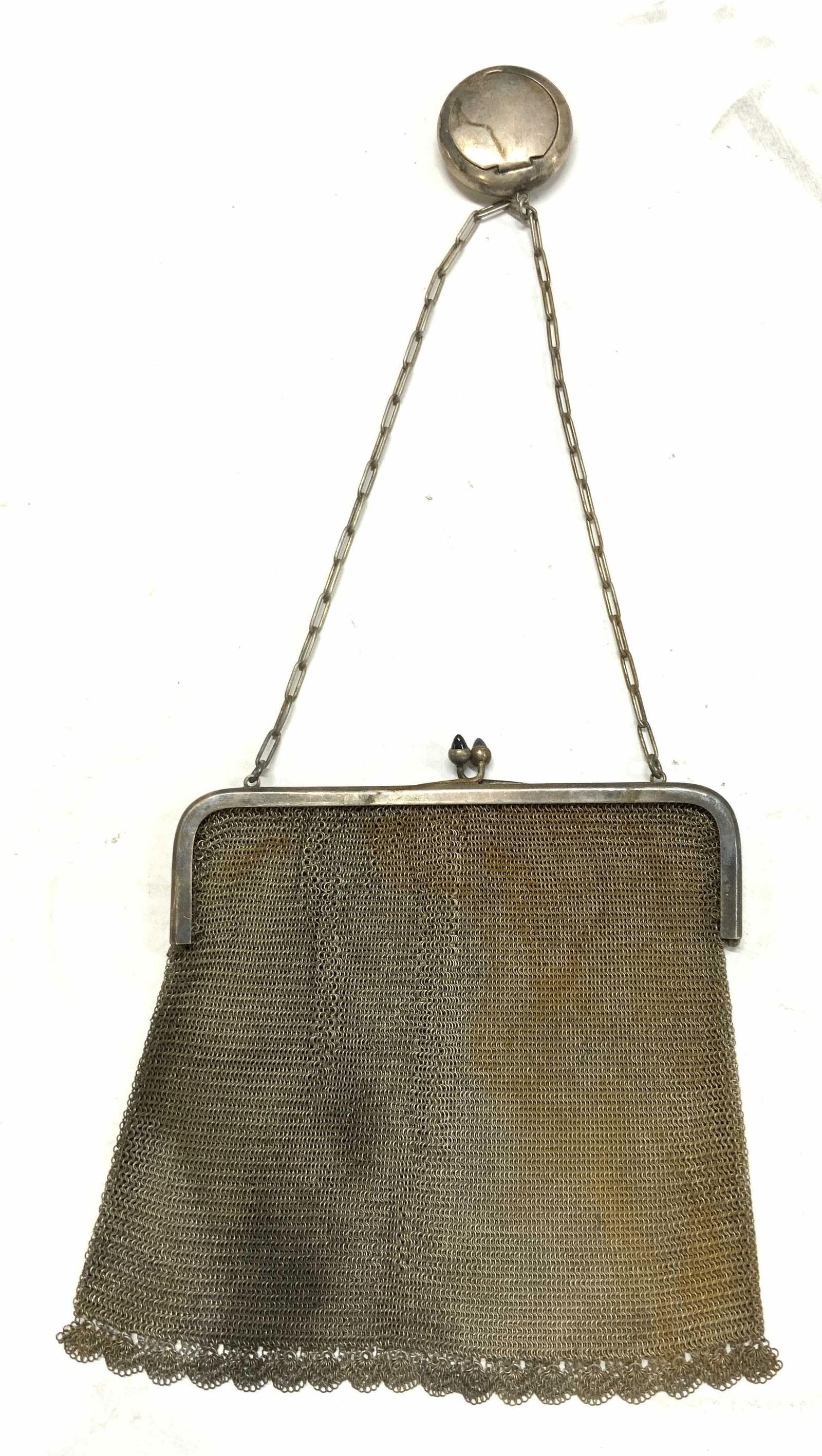 Antique Silver Plate Chain Mail Purse, 10 ozt (1 of 9)