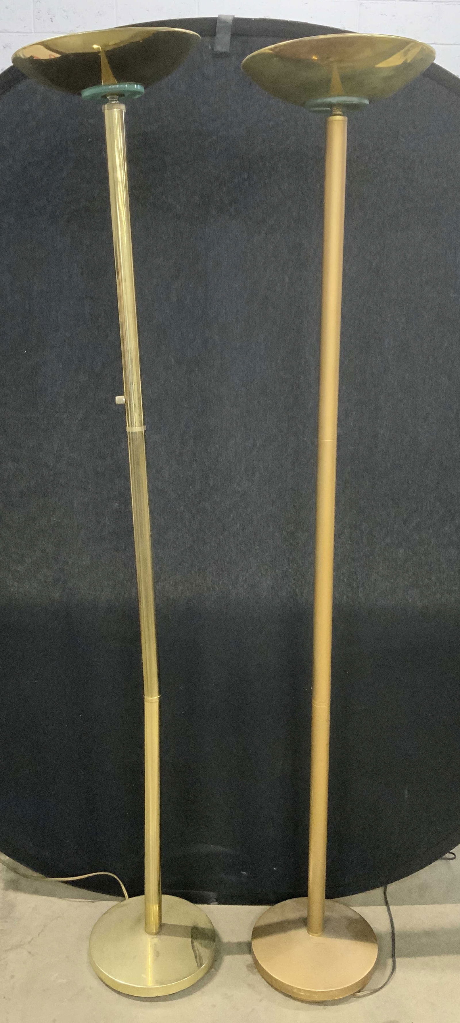 Near Pair Brass Torchiere Floor Lamps 71in (1 of 6)