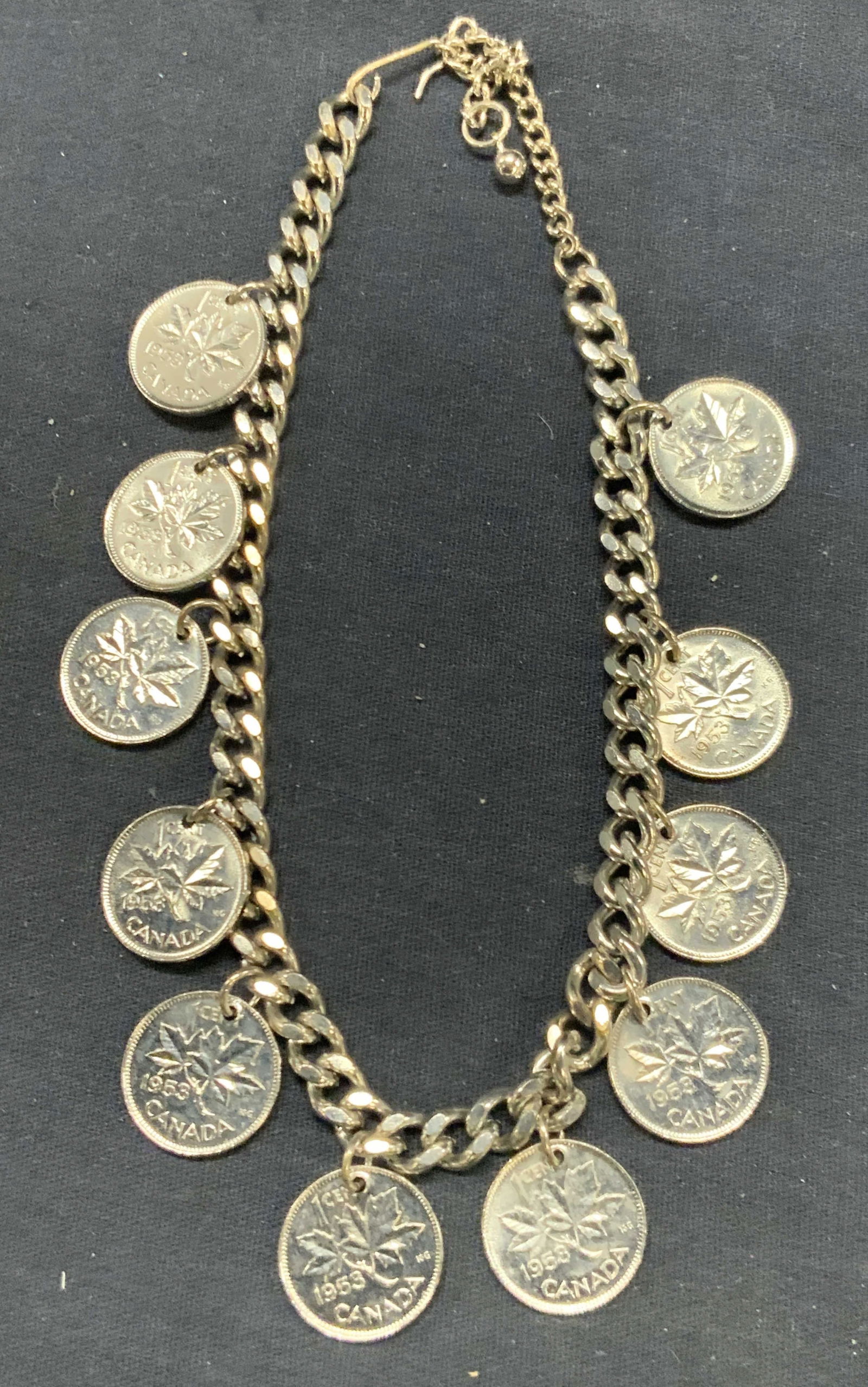 Silver Tn Chain Canada Coin Charm Choker (1 of 5)