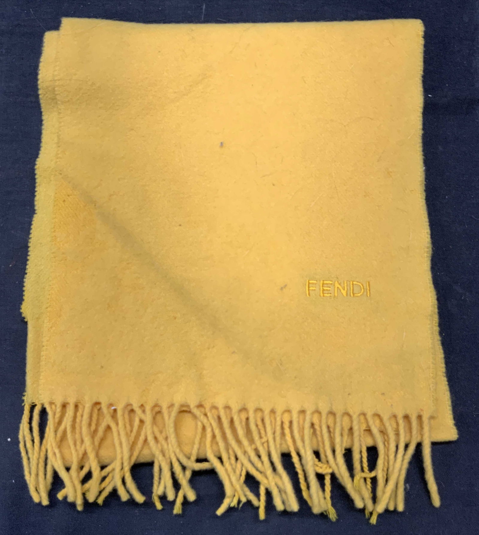 FENDI Wool Scarf W Fringes Yellow With Tag (1 of 7)